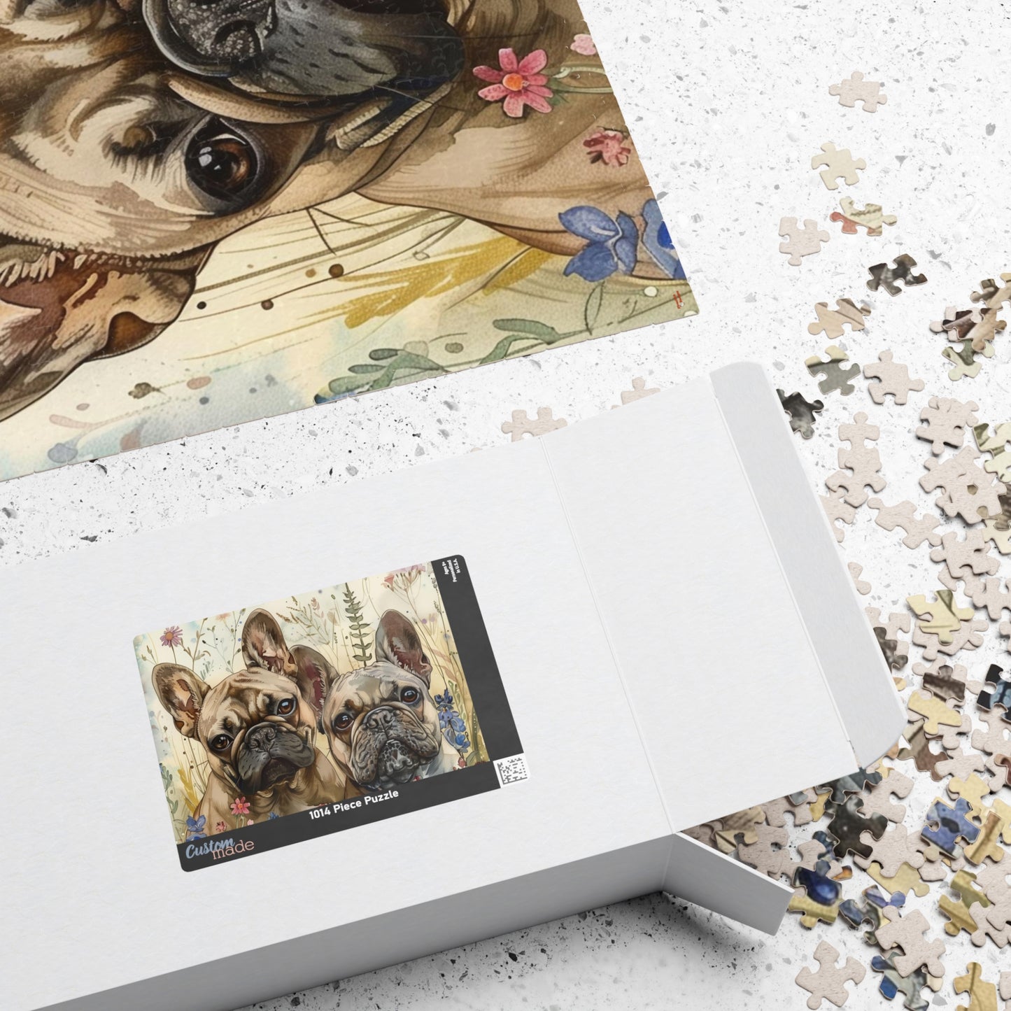 French Bulldog Pups in Wildflowers Puzzle — 110/252/520/1014-Piece