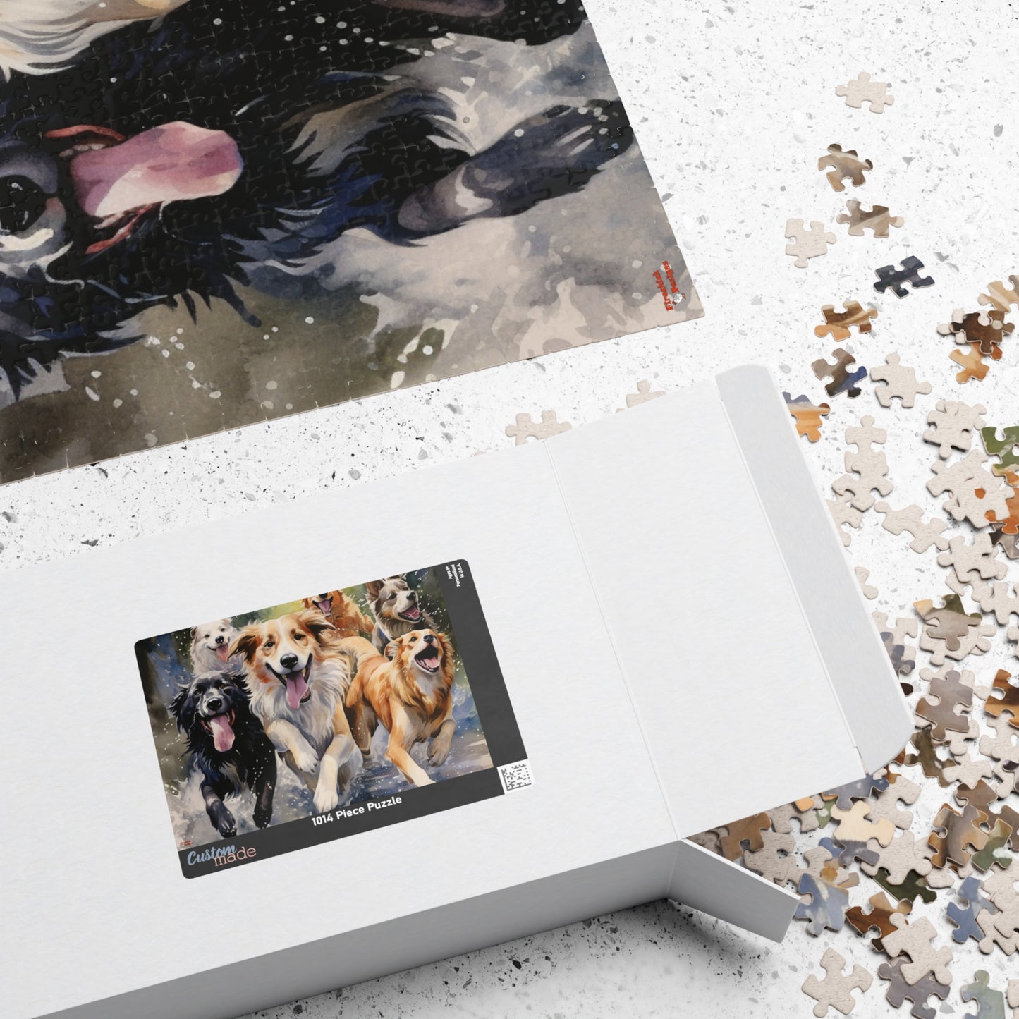 Dog Pack Running Through Water Jigsaw Puzzle — 110/252/520/1014-Piece