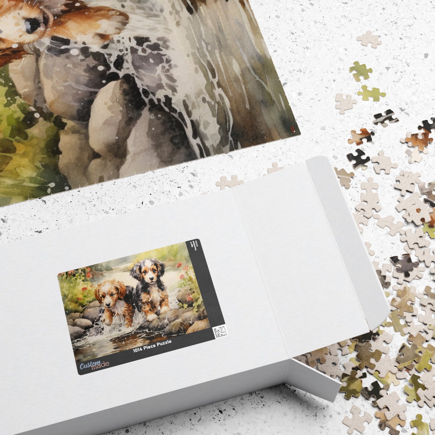 Puppies Running Through a Stream Puzzle — 110/252/520/1014-Piece Jigsaw
