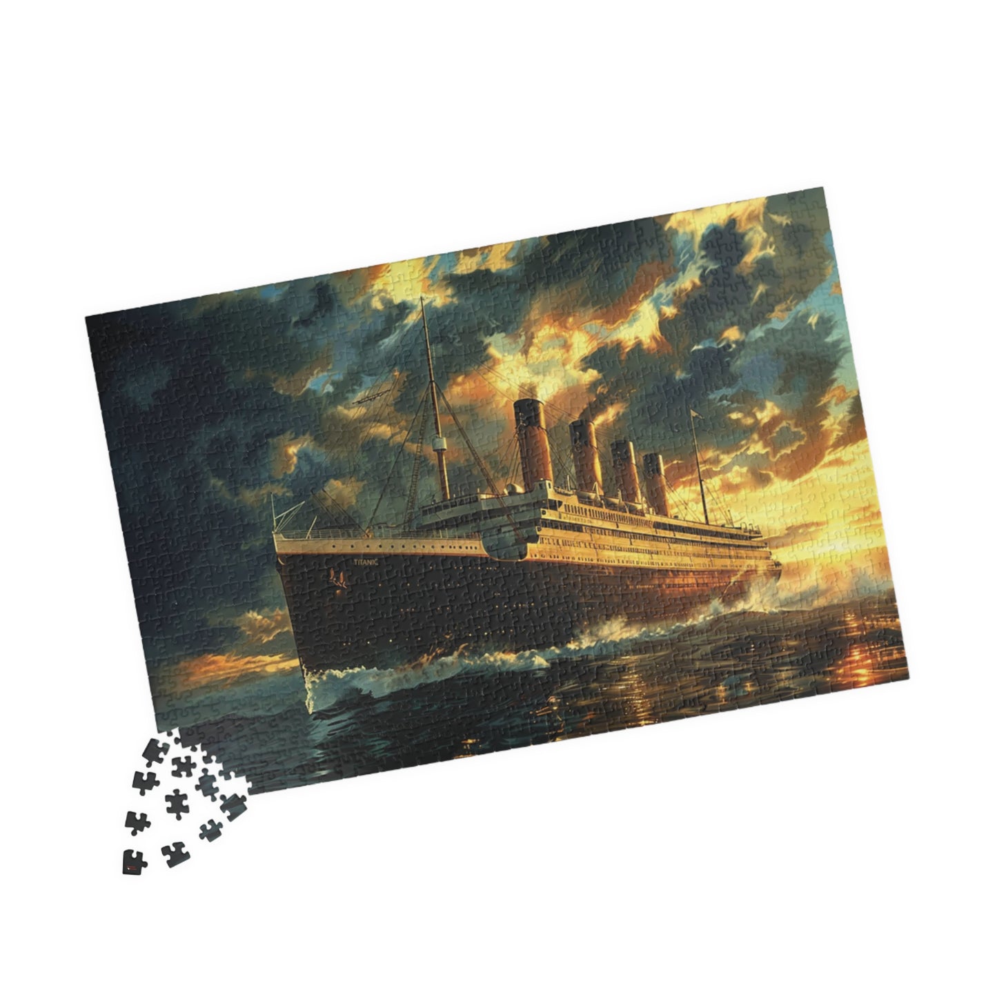 RMS Titanic at Sunset Puzzle (110, 252, 520, 1014-piece) Large Ship Beautiful Scenery Ocean Sea Cruise Maiden Voyage 1000 500 Jig Saw