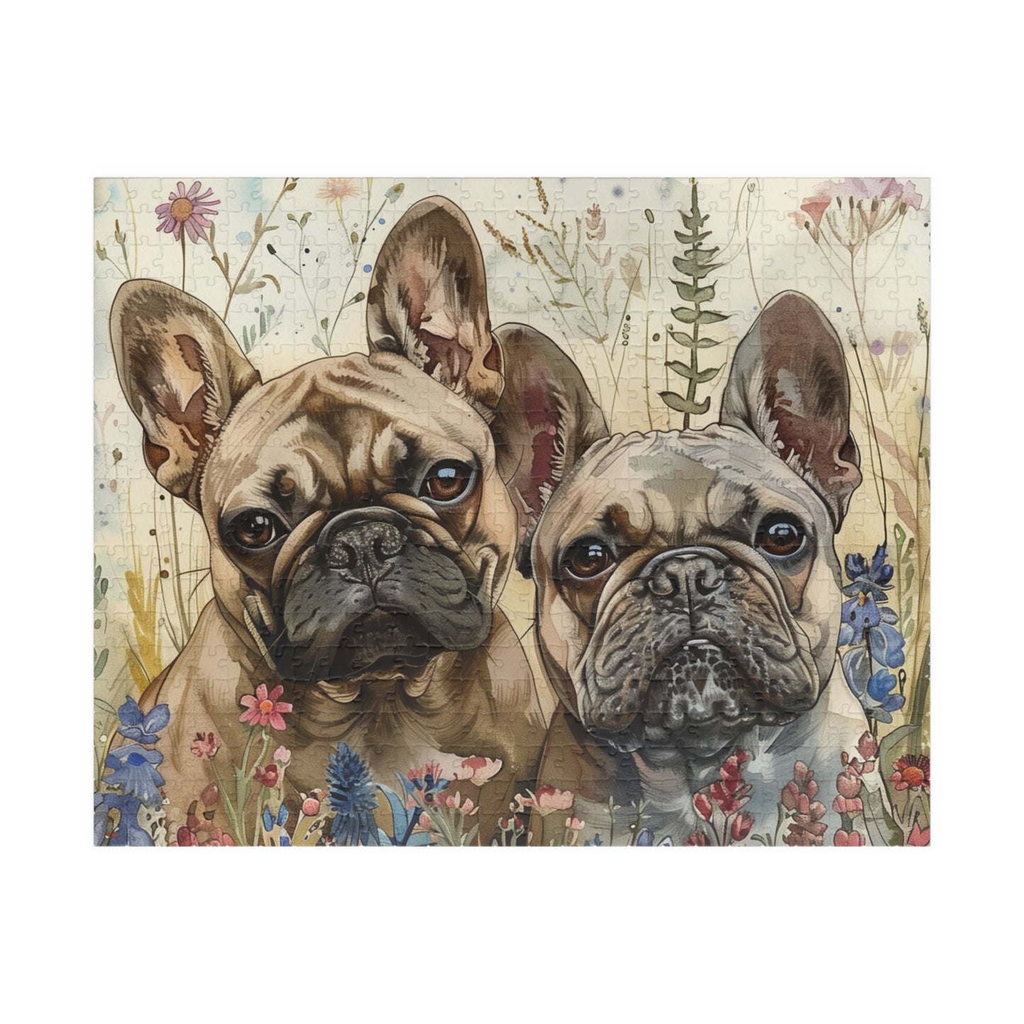 French Bulldog Pups in Wildflowers Puzzle — 110/252/520/1014-Piece