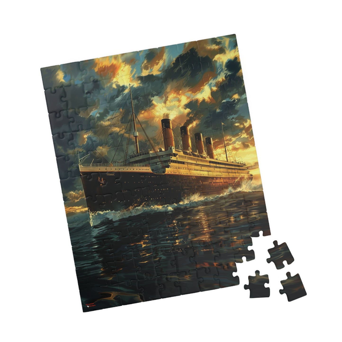 RMS Titanic at Sunset Puzzle (110, 252, 520, 1014-piece) Large Ship Beautiful Scenery Ocean Sea Cruise Maiden Voyage 1000 500 Jig Saw
