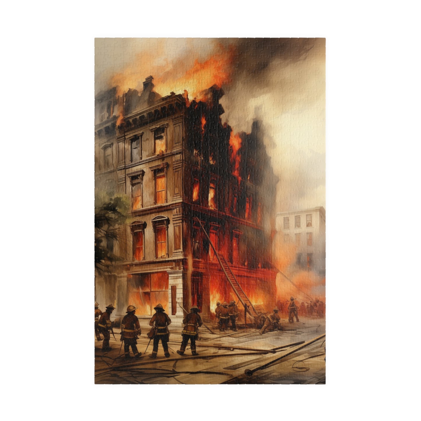 Downtown Fire Puzzle (110, 252, 520, 1014-piece) Firefighters Fireman Firemen Service Station Jig Saw Tabletop Games Adults Teens Hobbies