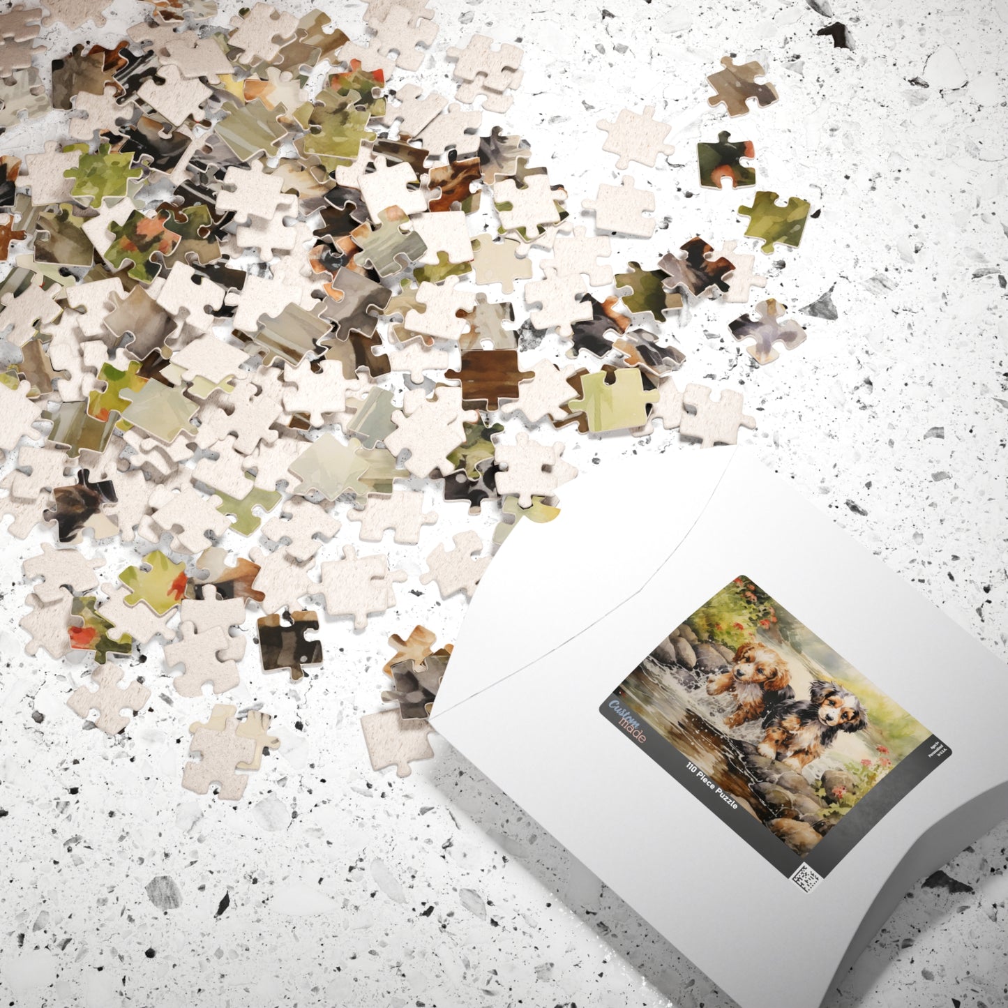 Puppies Running Through a Stream Puzzle — 110/252/520/1014-Piece Jigsaw