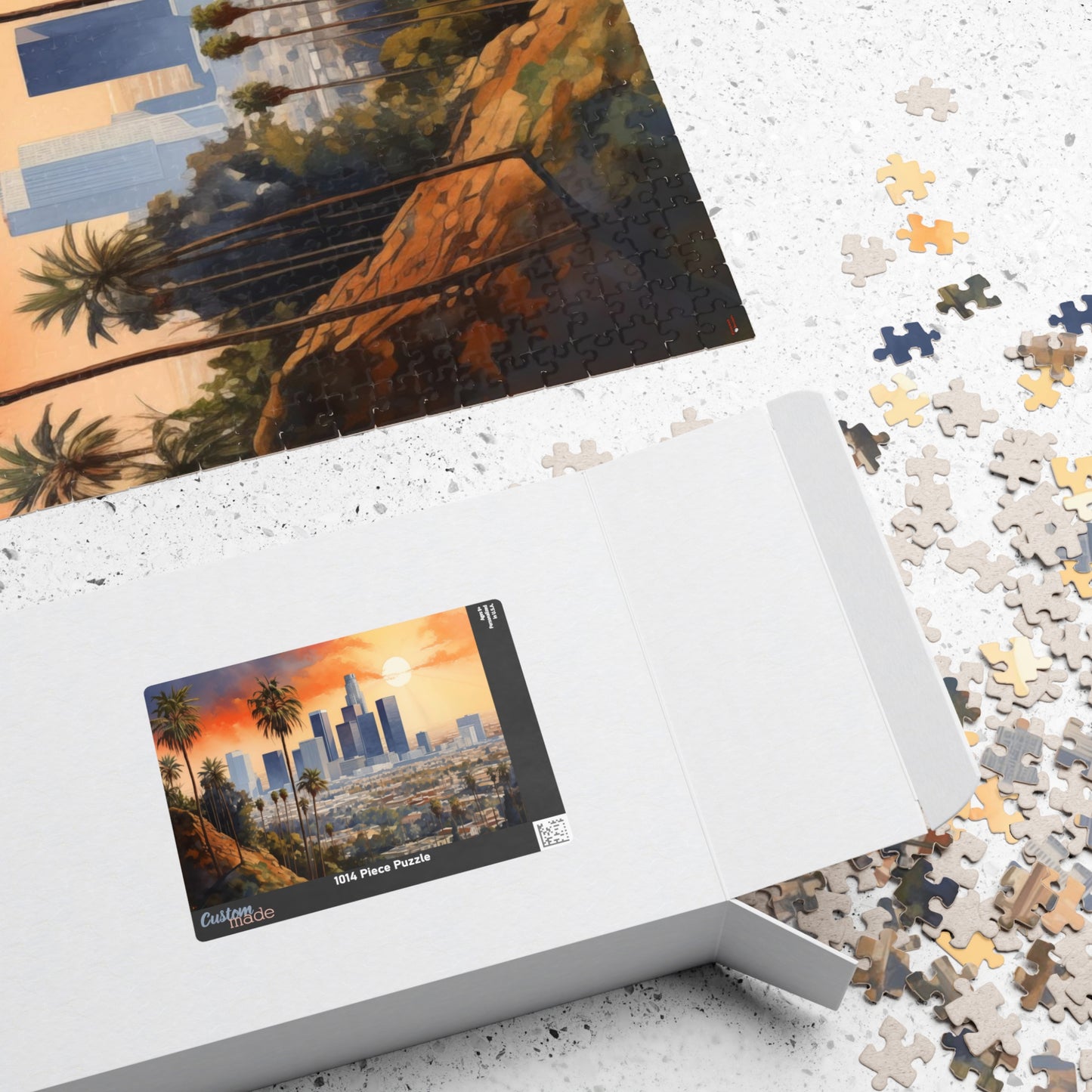 Los Angeles Watercolor Puzzle — Scenic City Map Jigsaw (110–1014 pcs)