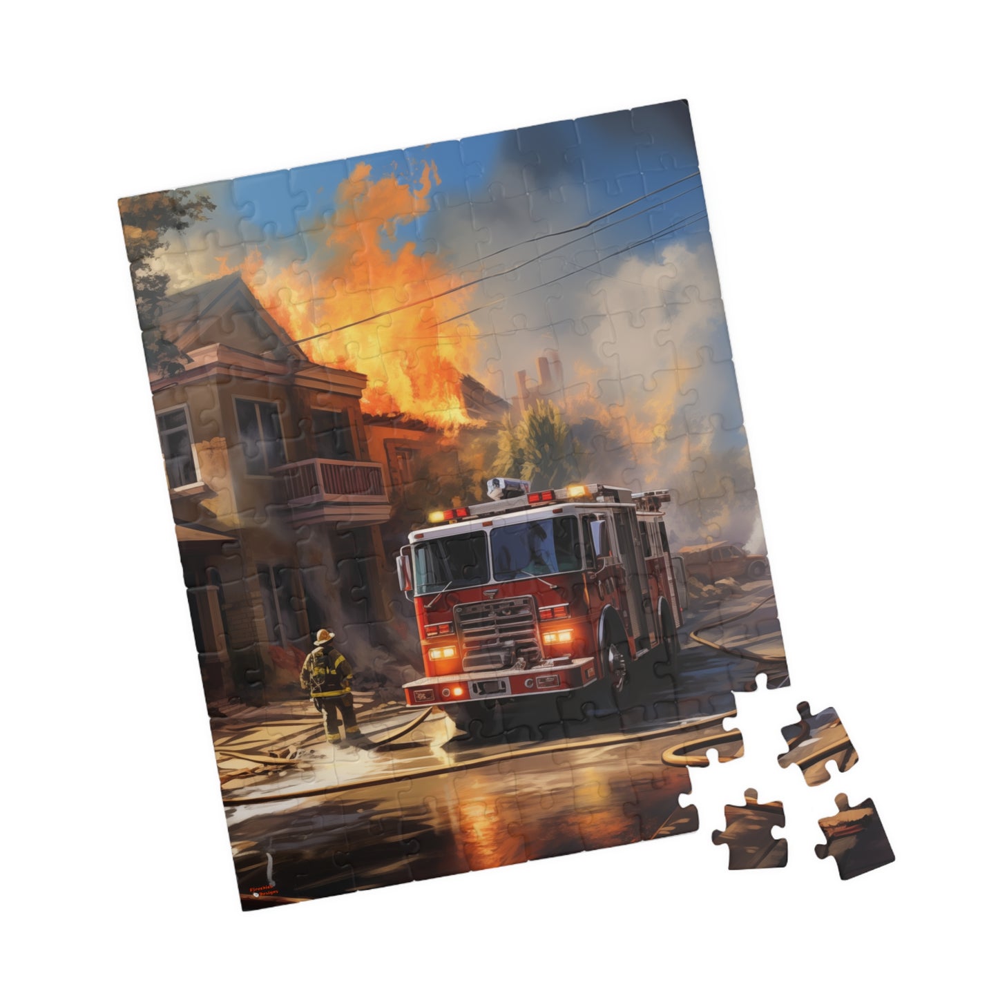 House Fire Fight Puzzle (110, 252, 500, 1014-piece) Firefighters Fireman Firemen Fighter America's Bravest First Responder Hero Heros