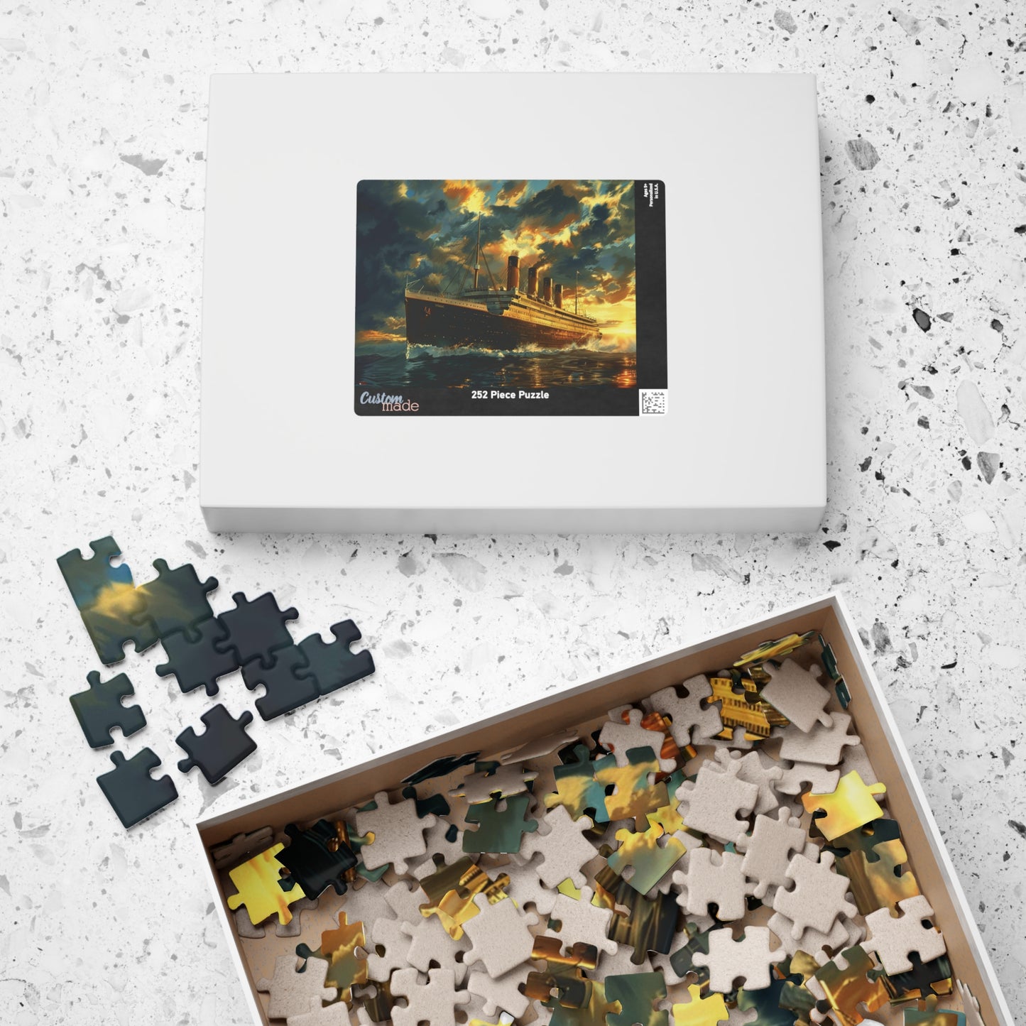 RMS Titanic at Sunset Puzzle (110, 252, 520, 1014-piece) Large Ship Beautiful Scenery Ocean Sea Cruise Maiden Voyage 1000 500 Jig Saw