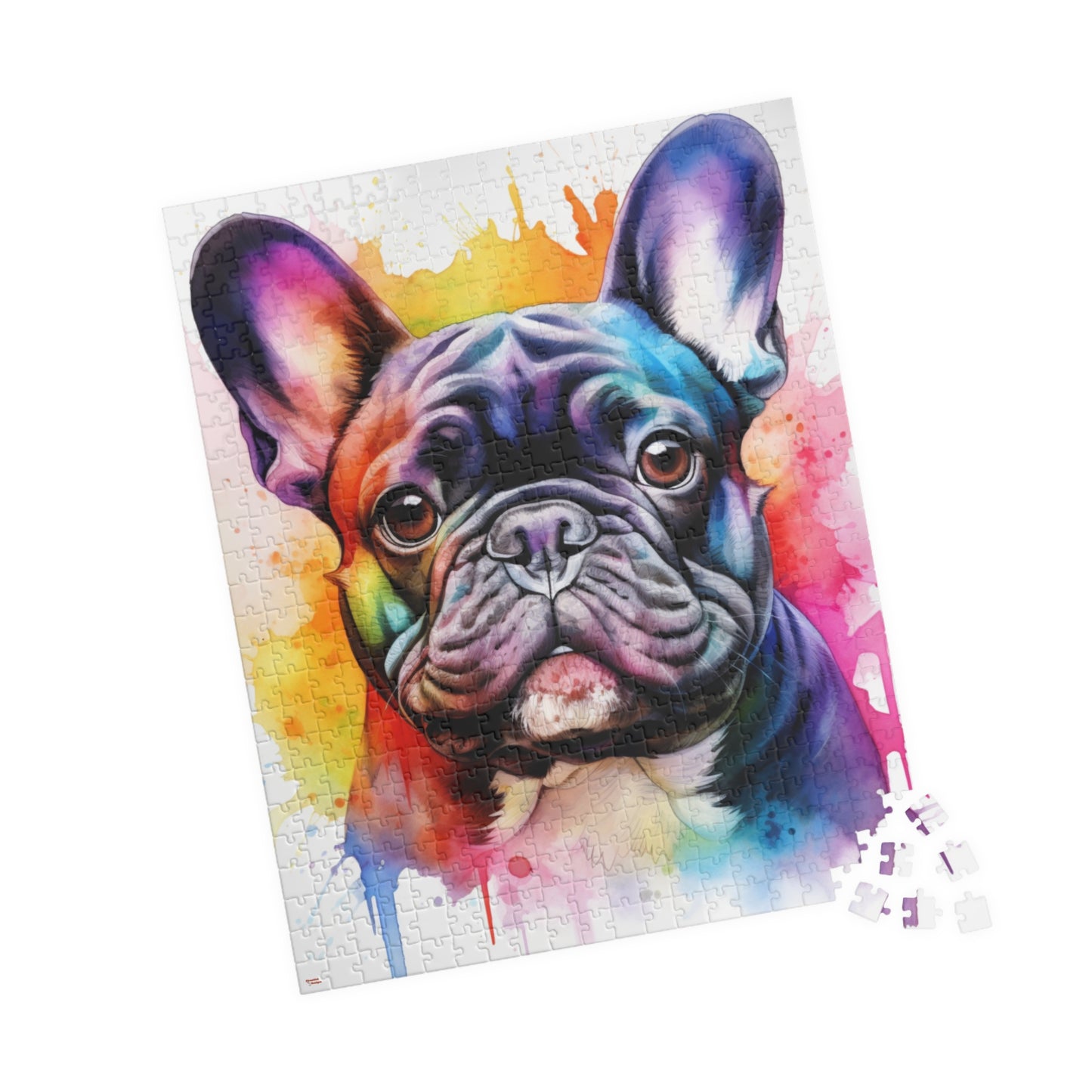 French Bulldog Color Blast Puzzle (110, 252, 520, 1014-piece) Watercolor Jigsaw Jig Saw Family Pet K9 Canine Friend Buddy Tabletop Game