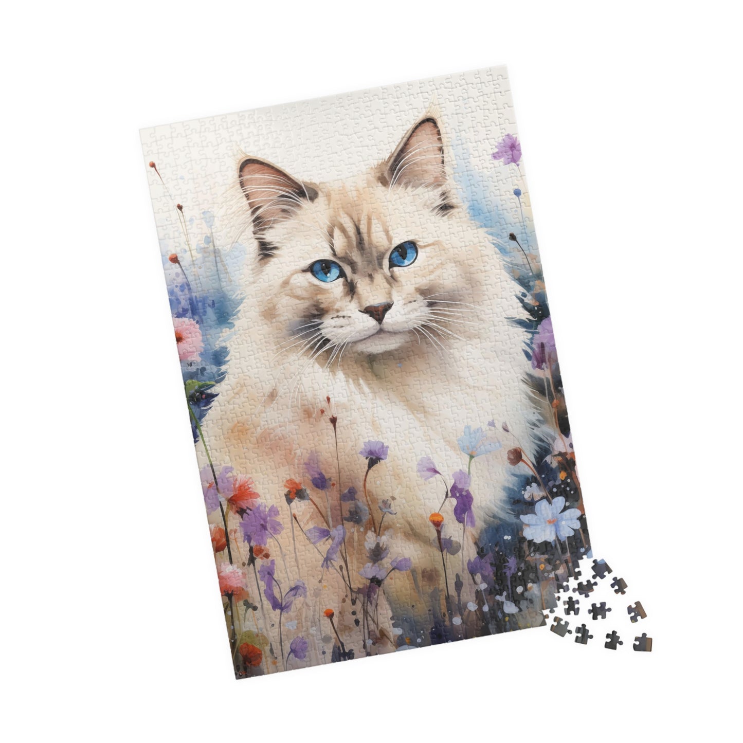 Ragdoll Cat in Wildflowers Puzzle — 110/252/520/1014‑Piece Jigsaw