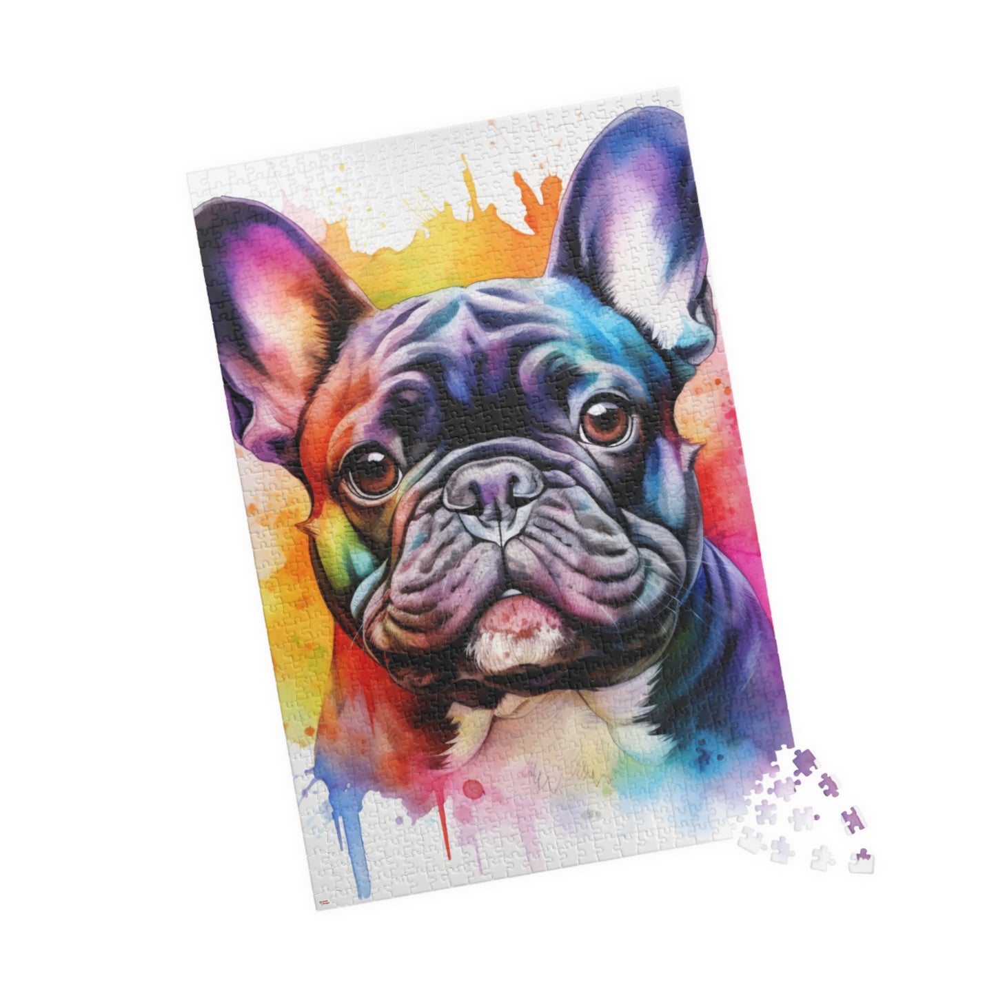 French Bulldog Color Blast Puzzle (110, 252, 520, 1014-piece) Watercolor Jigsaw Jig Saw Family Pet K9 Canine Friend Buddy Tabletop Game