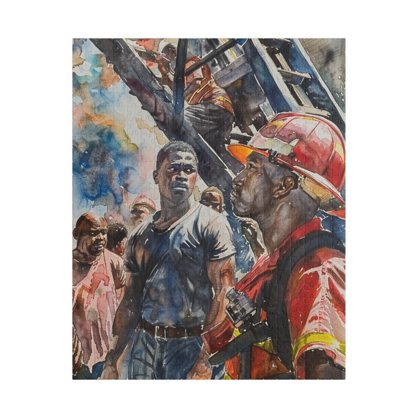 African American Firefighter Puzzle #2 (110, 252, 520, 1014-piece) America's Bravest Jig Saw 1000 500 Tabletop Games Black Firemen Fireman