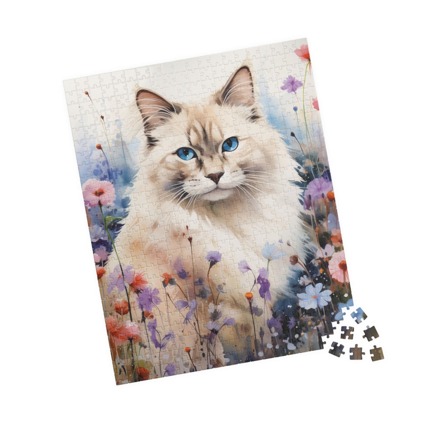 Ragdoll Cat in Wildflowers Puzzle — 110/252/520/1014‑Piece Jigsaw