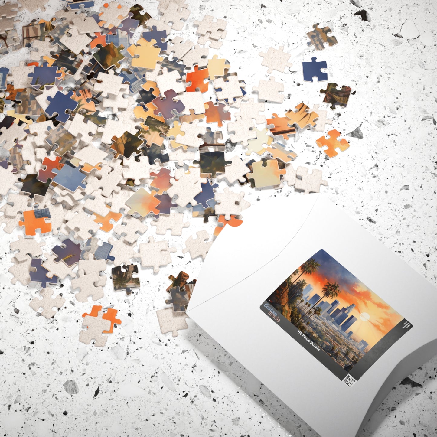 Los Angeles Watercolor Puzzle — Scenic City Map Jigsaw (110–1014 pcs)