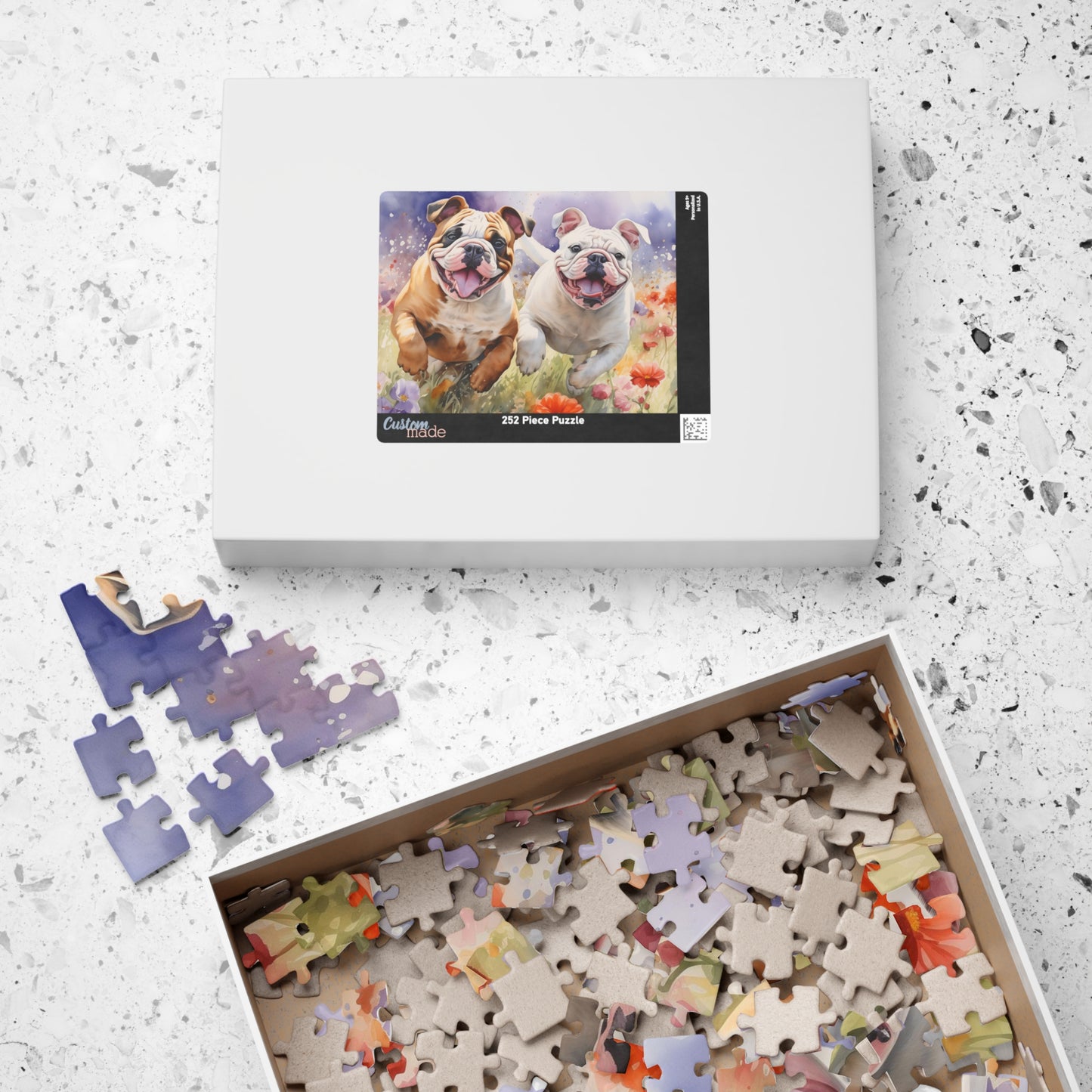 Wildflower Field Running Bulldogs Puzzle — 520/1014-Piece Jigsaw