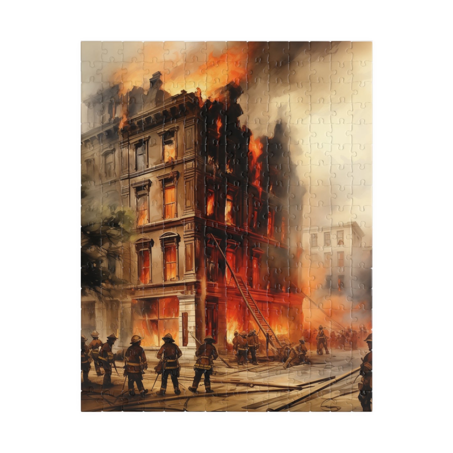 Downtown Fire Puzzle (110, 252, 520, 1014-piece) Firefighters Fireman Firemen Service Station Jig Saw Tabletop Games Adults Teens Hobbies