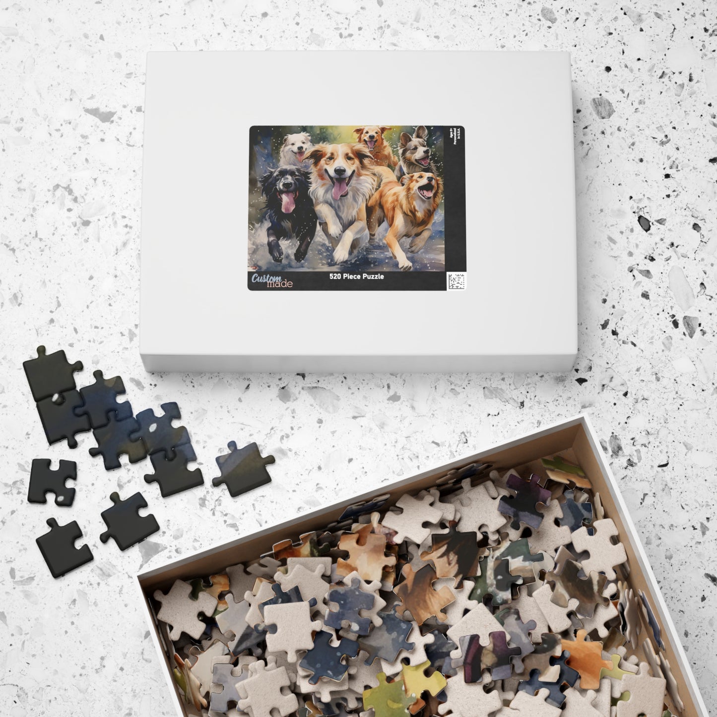 Dog Pack Running Through Water Jigsaw Puzzle — 110/252/520/1014-Piece