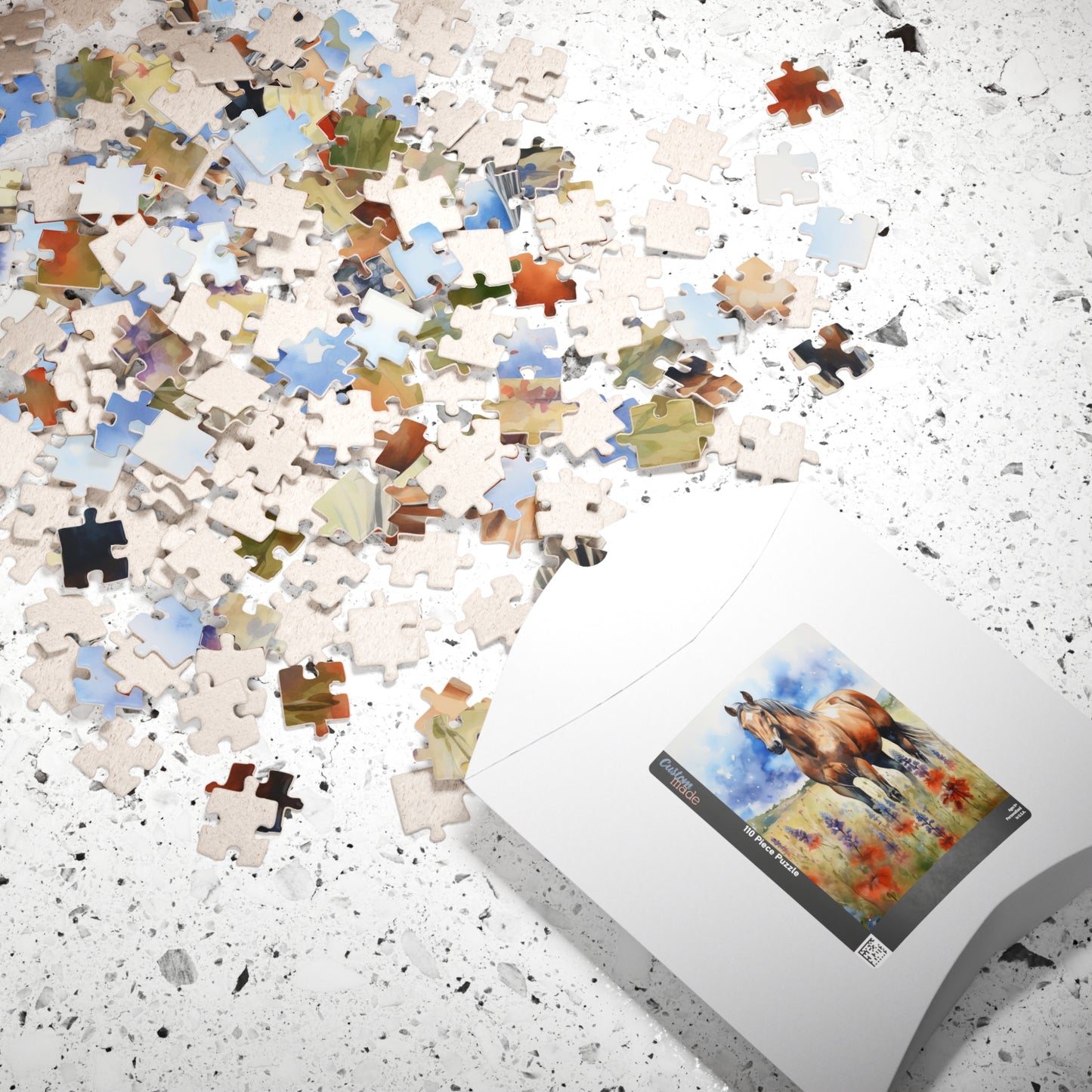 American Quarter Horse Puzzle in Wildflowers (110, 252, 520, 1014-piece) Equestrian Animal Equine Pony Stallion Mare Racehorse Tabletop Game Jig Saw