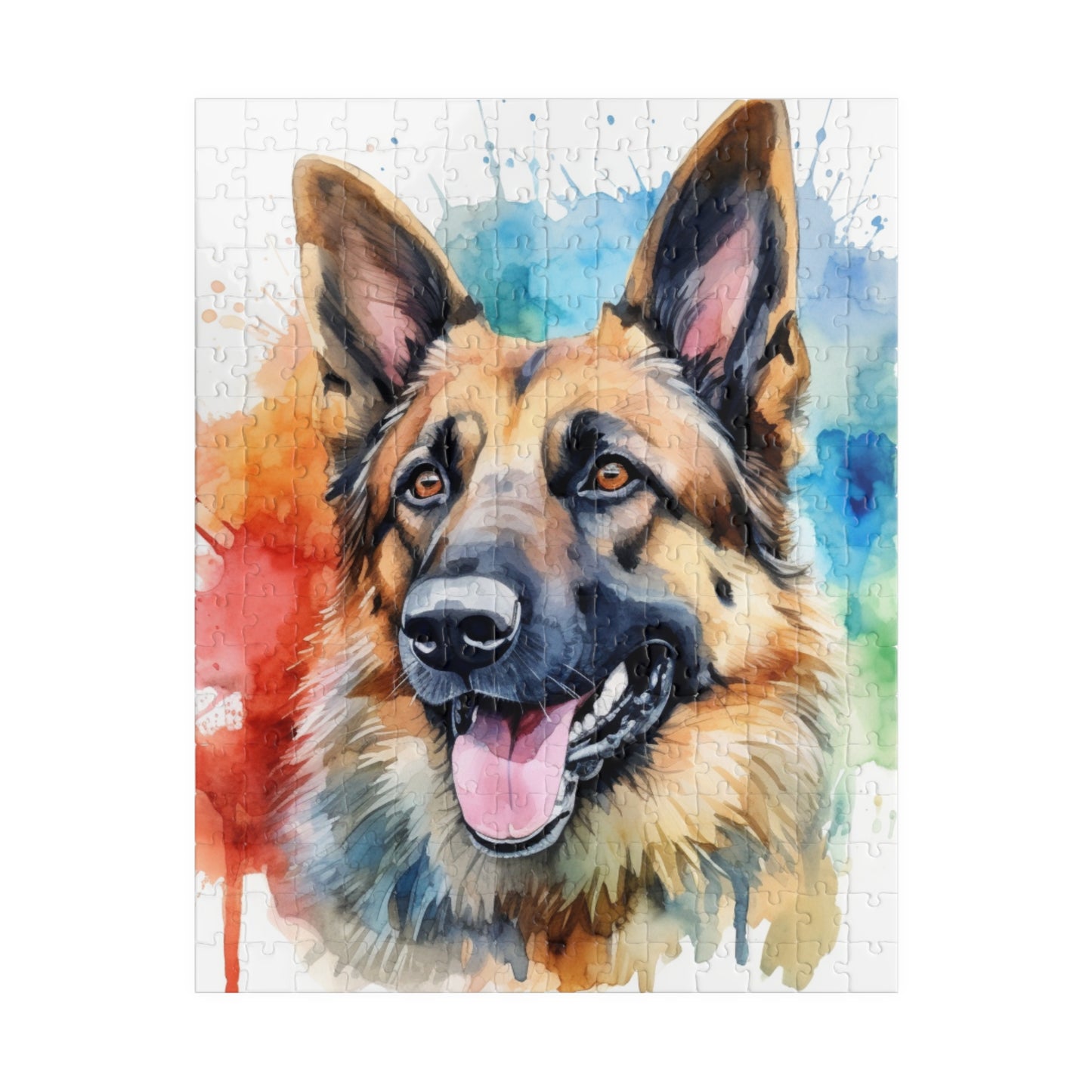 Watercolor German Shepherd Puzzle — 110/252/520/1014-Piece Jigsaw