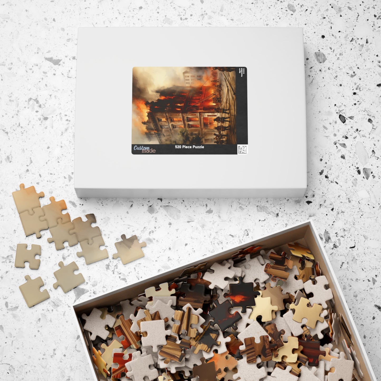 Downtown Fire Puzzle (110, 252, 520, 1014-piece) Firefighters Fireman Firemen Service Station Jig Saw Tabletop Games Adults Teens Hobbies