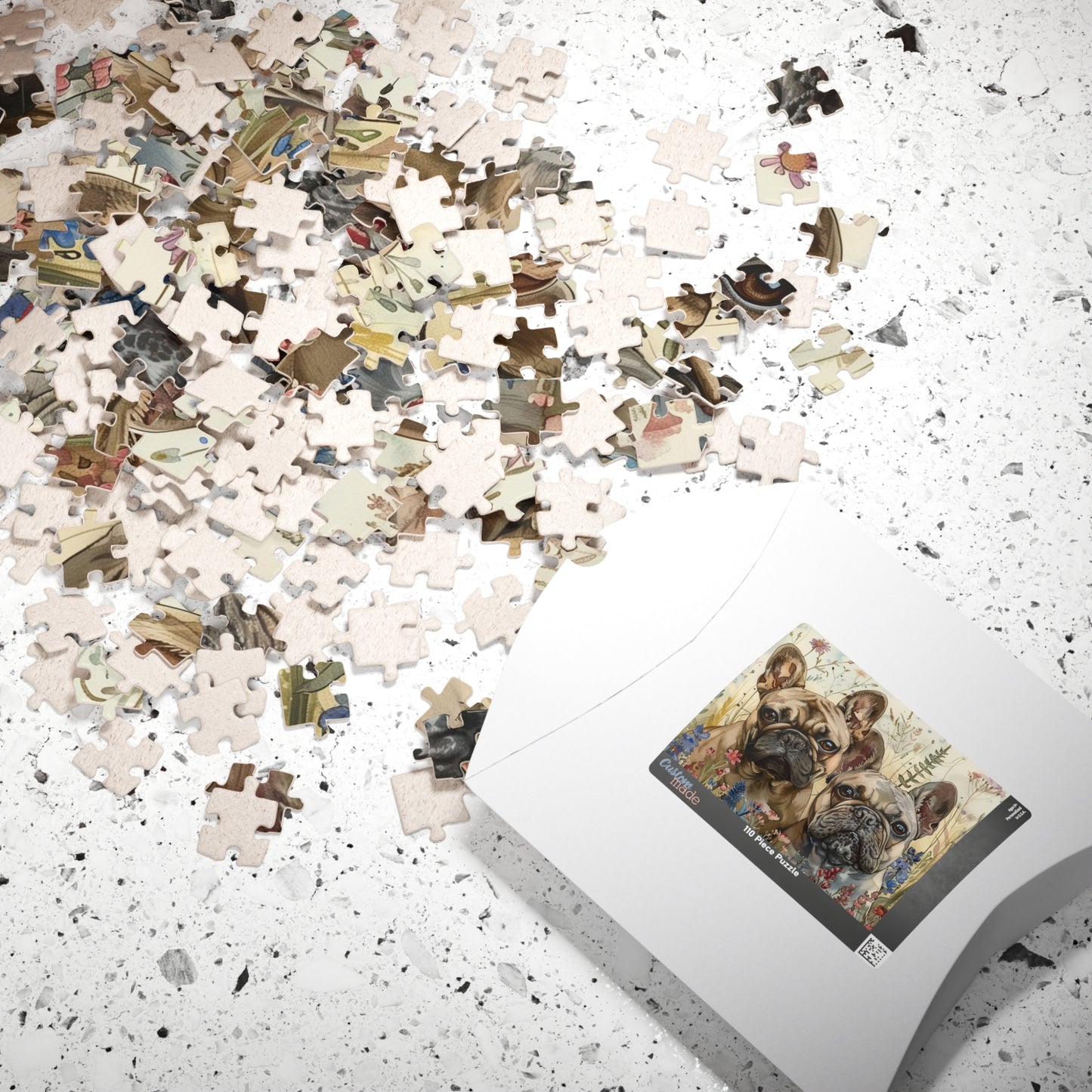 French Bulldog Pups in Wildflowers Puzzle — 110/252/520/1014-Piece