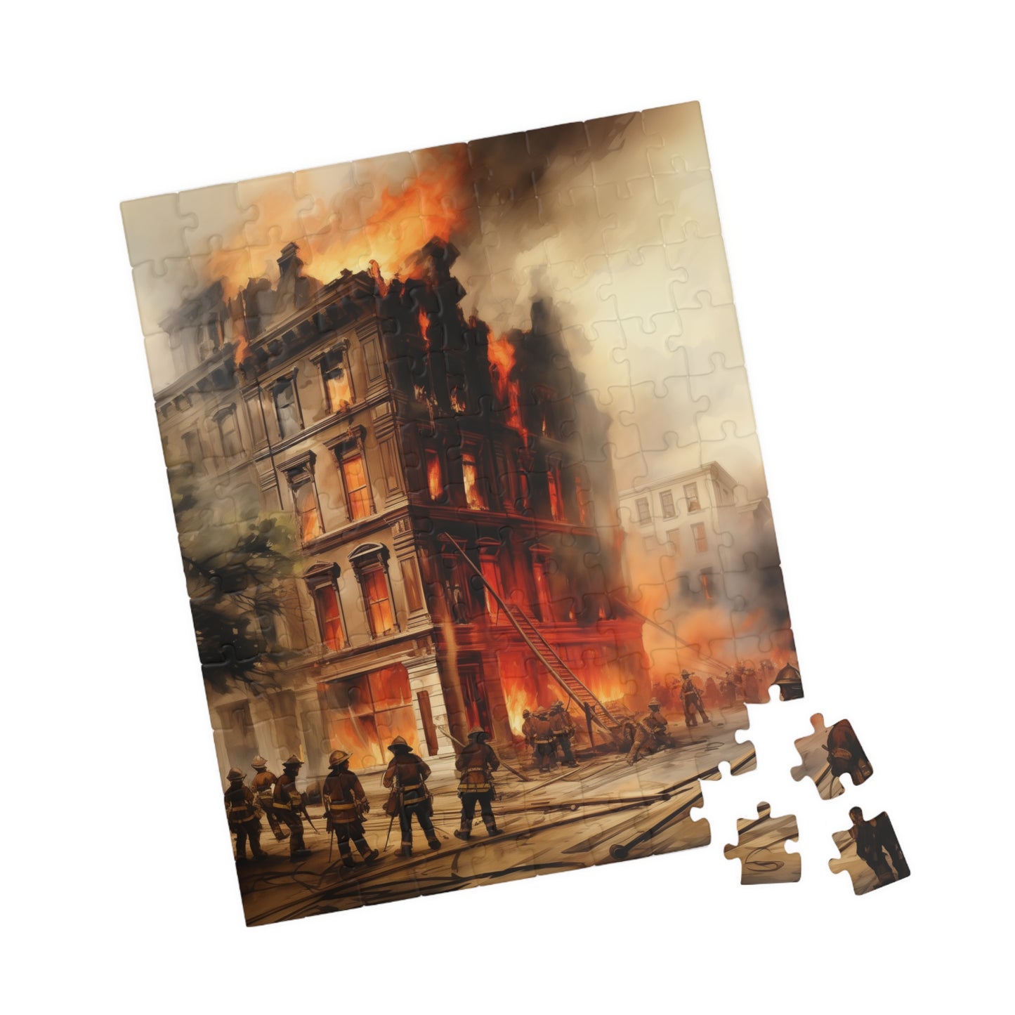 Downtown Fire Puzzle (110, 252, 520, 1014-piece) Firefighters Fireman Firemen Service Station Jig Saw Tabletop Games Adults Teens Hobbies