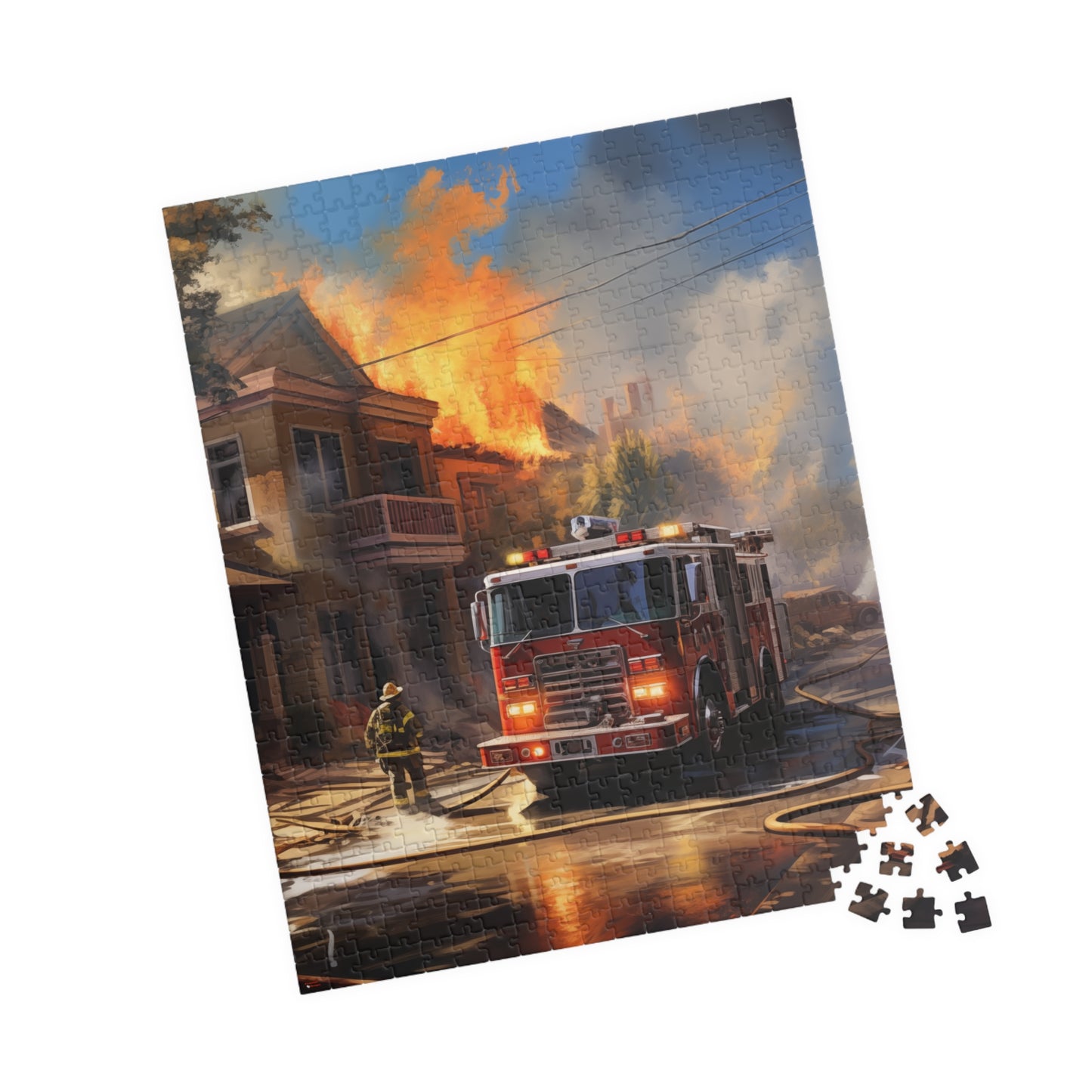House Fire Fight Puzzle (110, 252, 500, 1014-piece) Firefighters Fireman Firemen Fighter America's Bravest First Responder Hero Heros