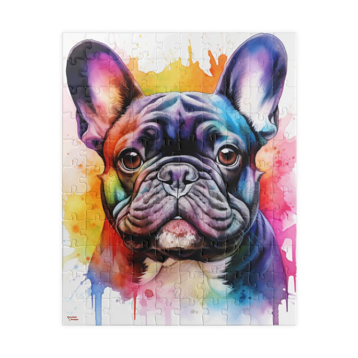 French Bulldog Color Blast Puzzle (110, 252, 520, 1014-piece) Watercolor Jigsaw Jig Saw Family Pet K9 Canine Friend Buddy Tabletop Game