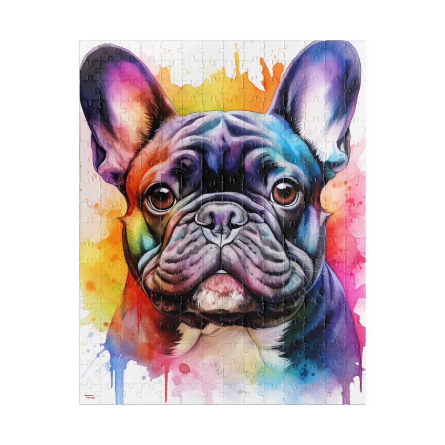 French Bulldog Color Blast Puzzle (110, 252, 520, 1014-piece) Watercolor Jigsaw Jig Saw Family Pet K9 Canine Friend Buddy Tabletop Game