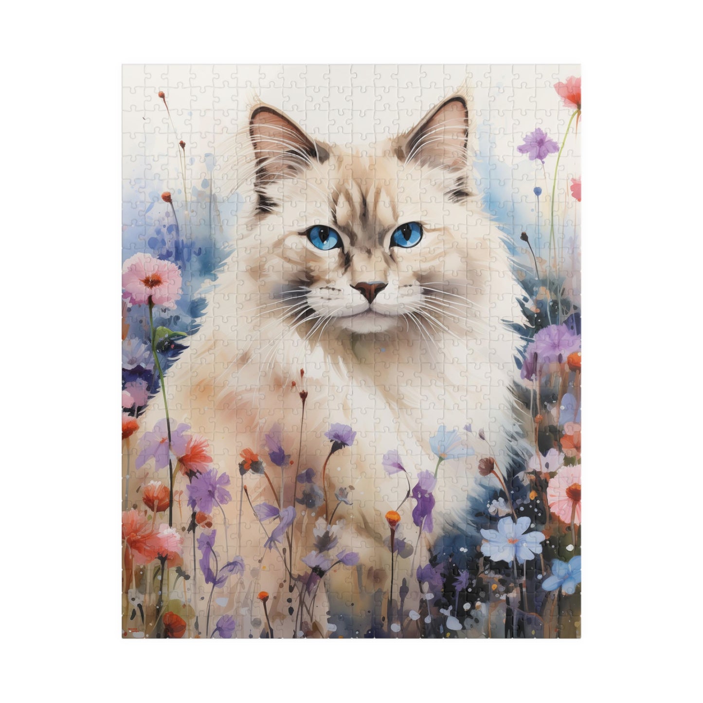 Ragdoll Cat in Wildflowers Puzzle — 110/252/520/1014‑Piece Jigsaw