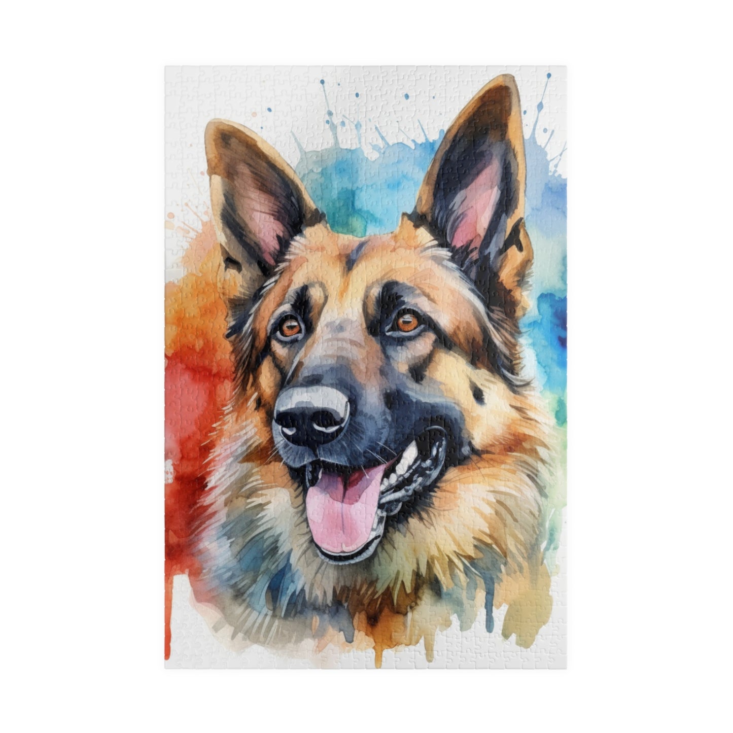 Watercolor German Shepherd Puzzle — 110/252/520/1014-Piece Jigsaw