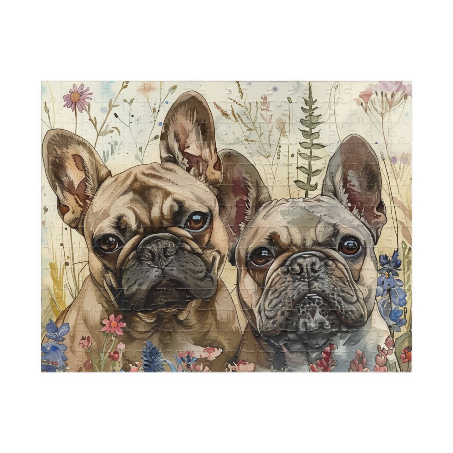 French Bulldog Pups in Wildflowers Puzzle — 110/252/520/1014-Piece