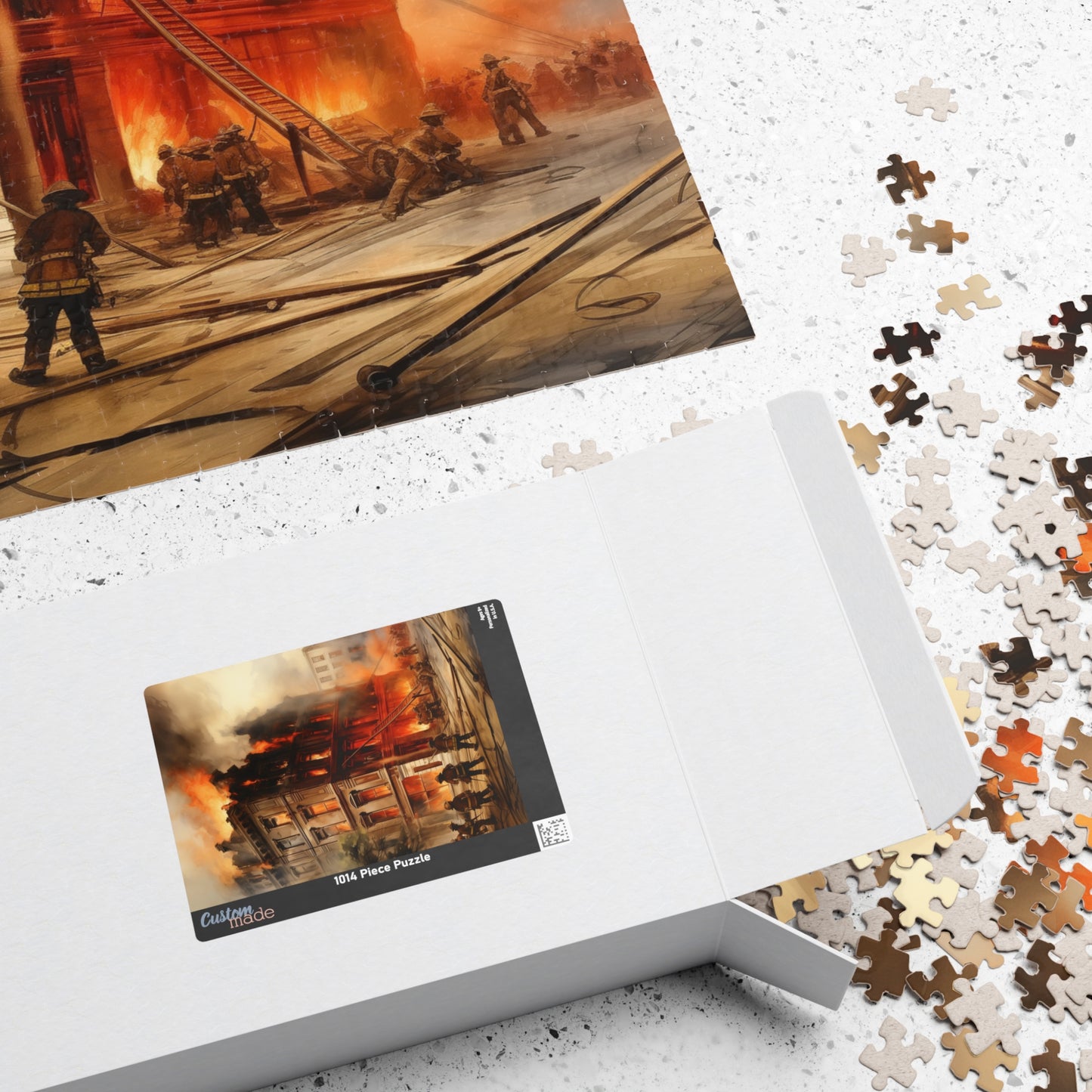 Downtown Fire Puzzle (110, 252, 520, 1014-piece) Firefighters Fireman Firemen Service Station Jig Saw Tabletop Games Adults Teens Hobbies