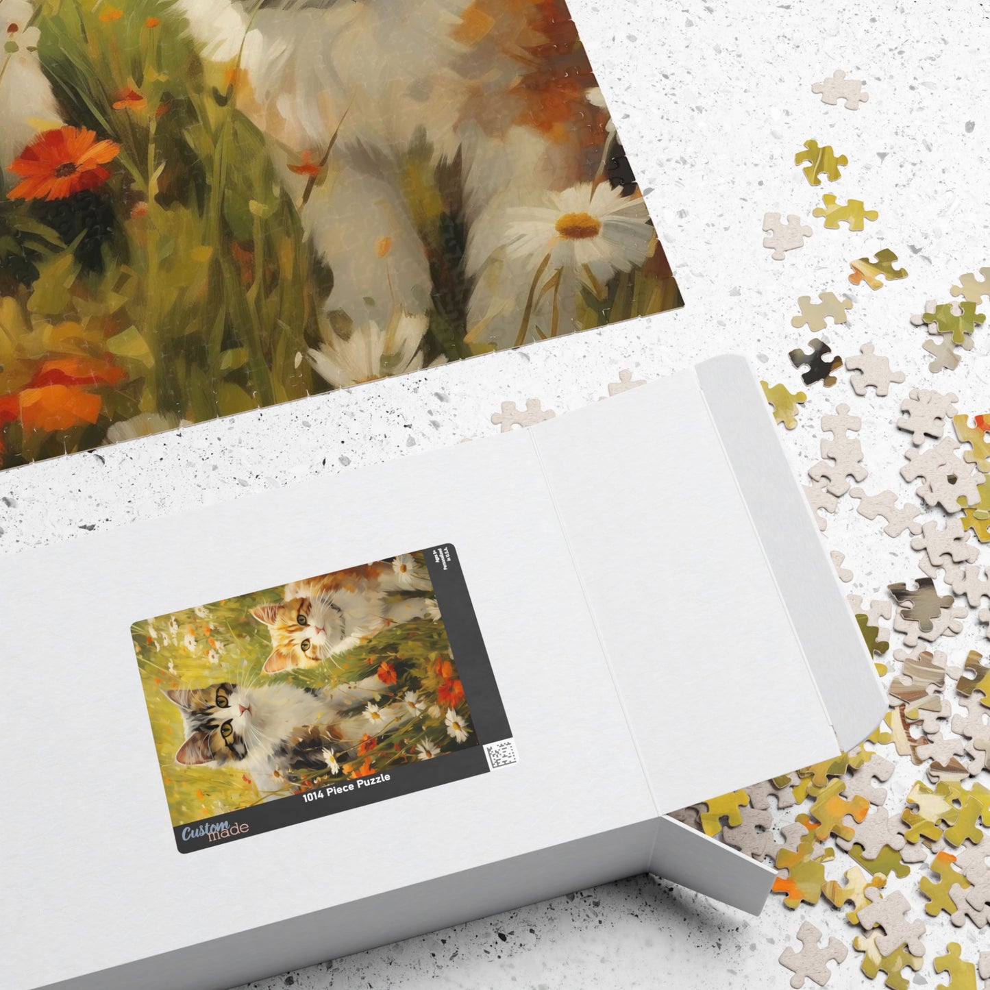Cats in Wildflowers Jigsaw Puzzle — 110/252/520/1014-Piece Cat Flower Puzzle