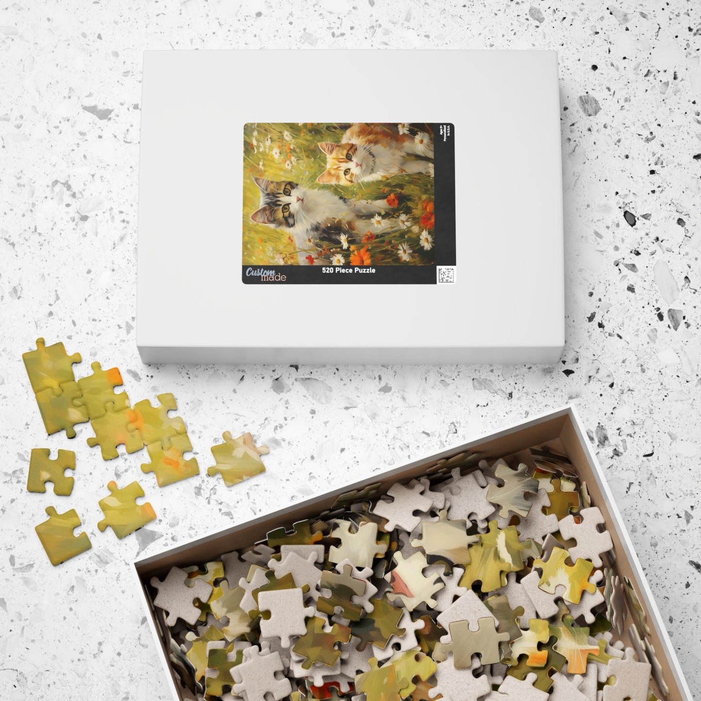 Cats in Wildflowers Jigsaw Puzzle — 110/252/520/1014-Piece Cat Flower Puzzle