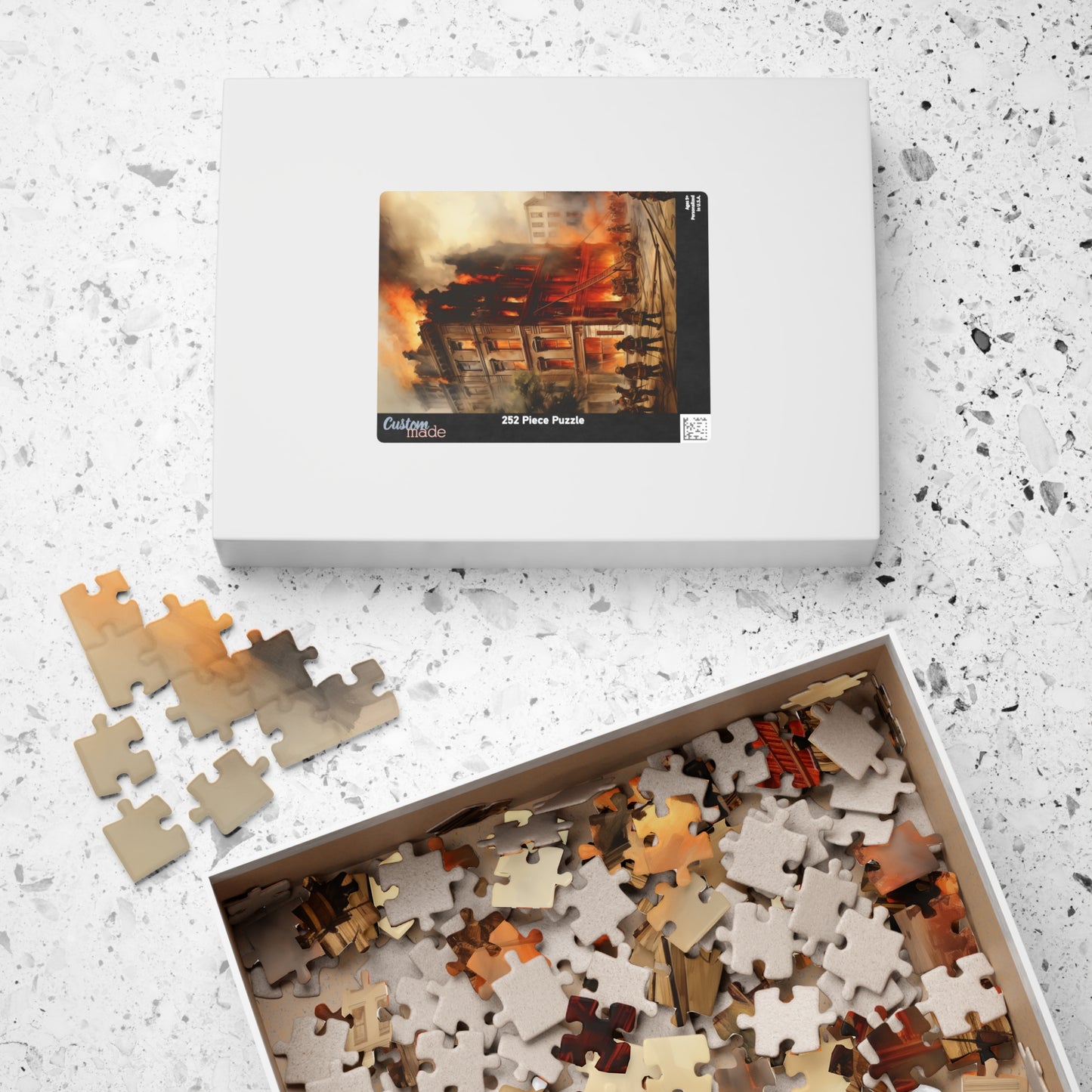 Downtown Fire Puzzle (110, 252, 520, 1014-piece) Firefighters Fireman Firemen Service Station Jig Saw Tabletop Games Adults Teens Hobbies