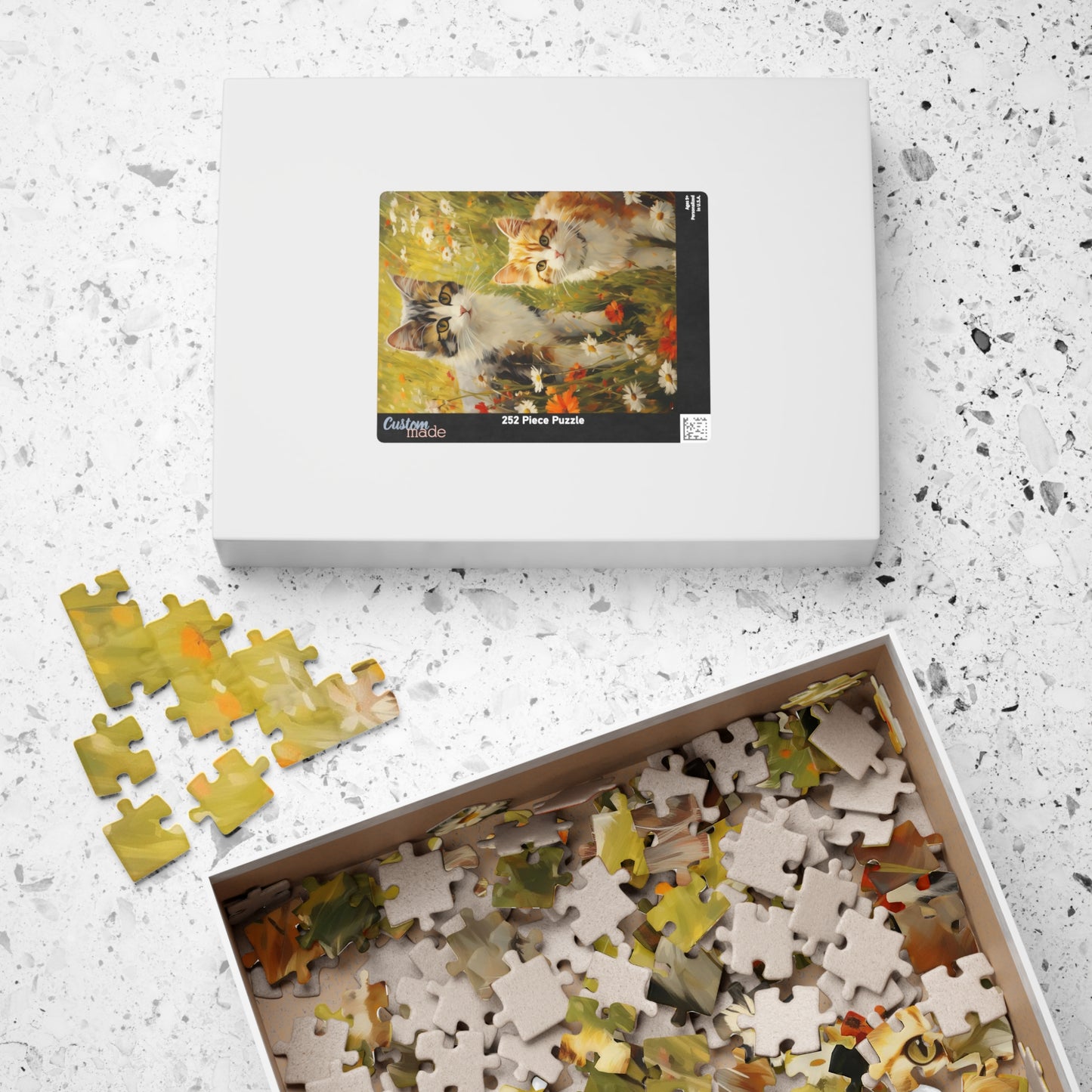 Cats in Wildflowers Jigsaw Puzzle — 110/252/520/1014-Piece Cat Flower Puzzle
