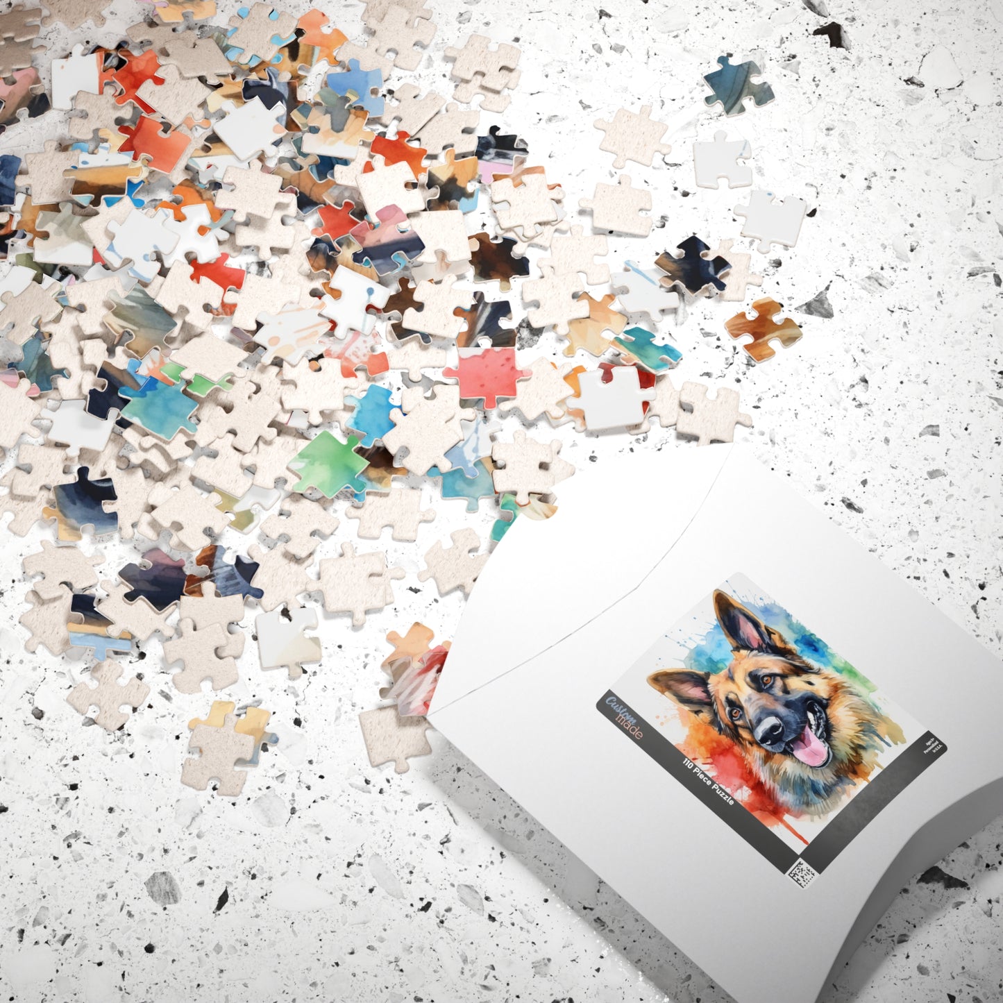 Watercolor German Shepherd Puzzle — 110/252/520/1014-Piece Jigsaw