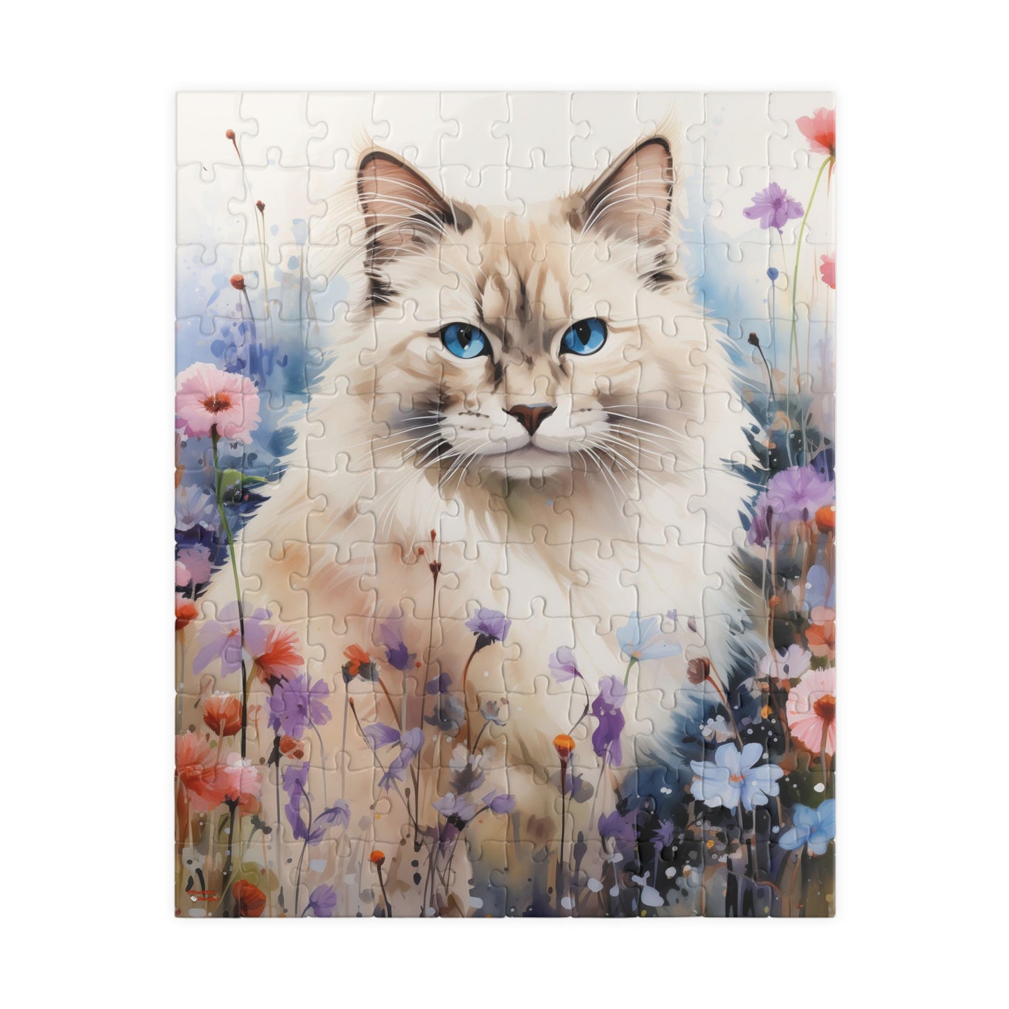 Ragdoll Cat in Wildflowers Puzzle — 110/252/520/1014‑Piece Jigsaw