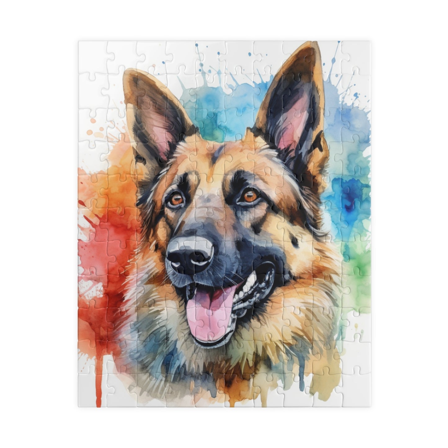 Watercolor German Shepherd Puzzle — 110/252/520/1014-Piece Jigsaw
