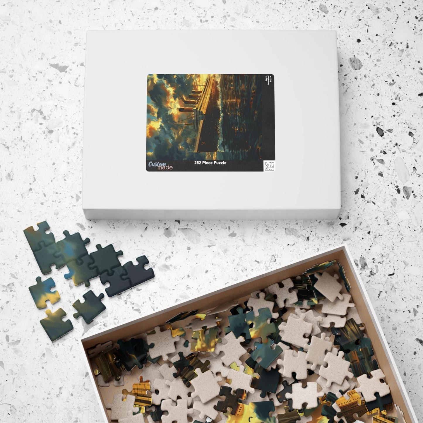RMS Titanic at Sunset Puzzle (110, 252, 520, 1014-piece) Large Ship Beautiful Scenery Ocean Sea Cruise Maiden Voyage 1000 500 Jig Saw