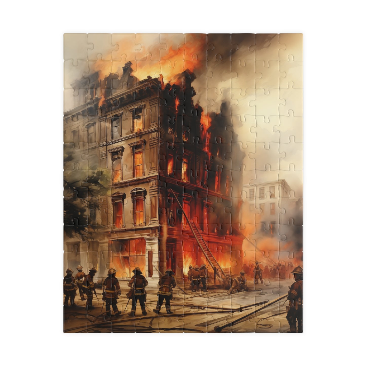 Downtown Fire Puzzle (110, 252, 520, 1014-piece) Firefighters Fireman Firemen Service Station Jig Saw Tabletop Games Adults Teens Hobbies