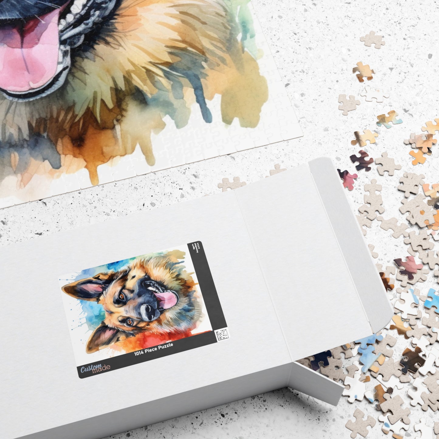 Watercolor German Shepherd Puzzle — 110/252/520/1014-Piece Jigsaw