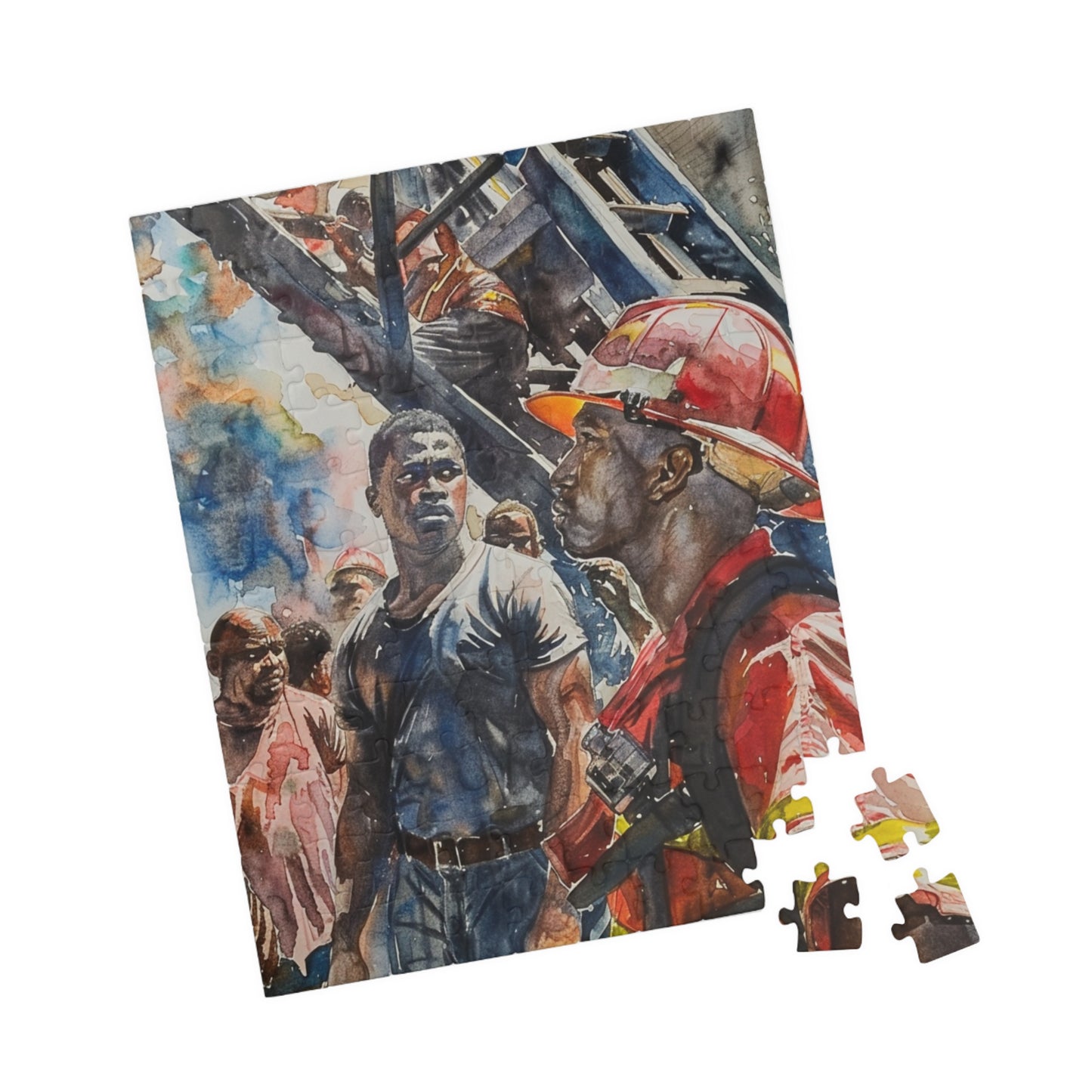 African American Firefighter Puzzle #2 (110, 252, 520, 1014-piece) America's Bravest Jig Saw 1000 500 Tabletop Games Black Firemen Fireman