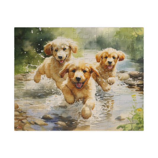 Three Golden Puppies Puzzle — 110 - 1014 -Piece Cute Puppy Jigsaw for Dog Lovers