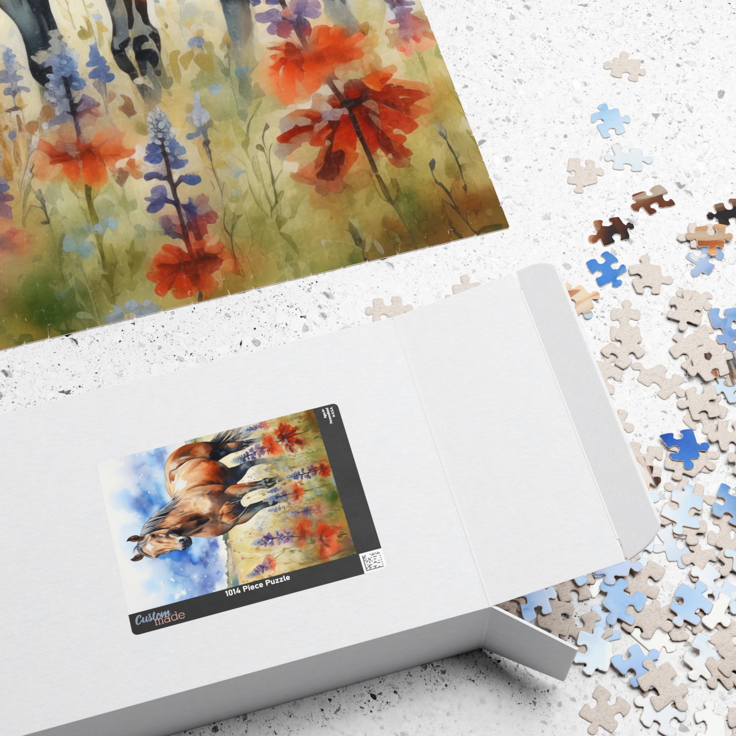 American Quarter Horse Puzzle in Wildflowers (110, 252, 520, 1014-piece) Equestrian Animal Equine Pony Stallion Mare Racehorse Tabletop Game Jig Saw