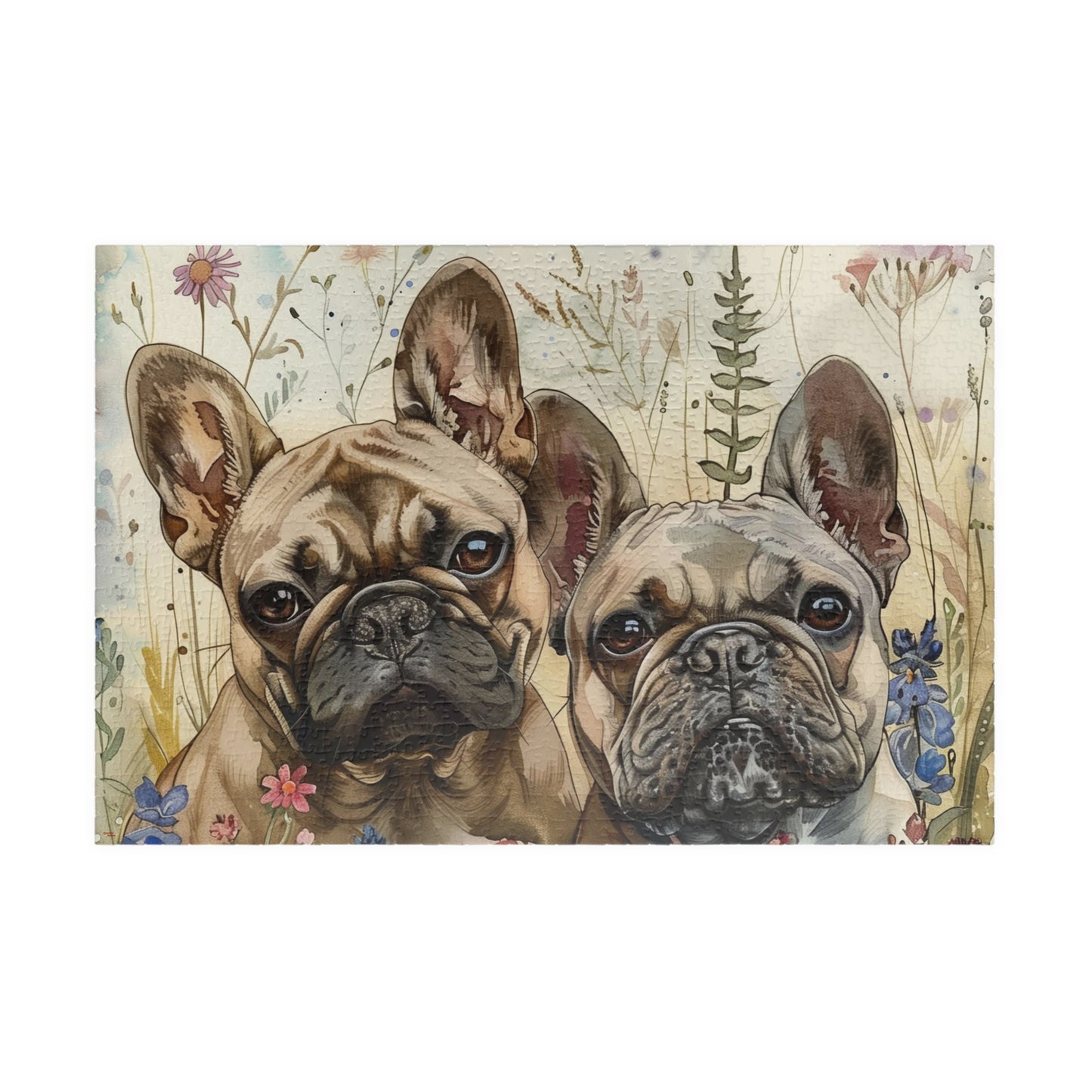 French Bulldog Pups in Wildflowers Puzzle — 110/252/520/1014-Piece