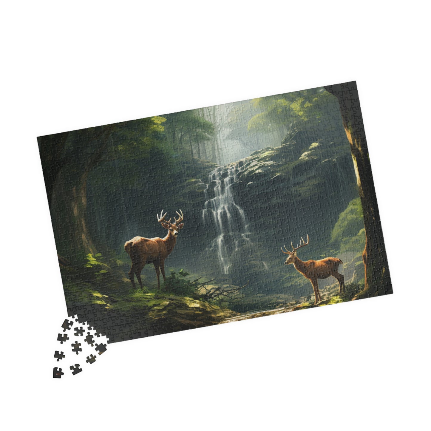 Deer in the Woods Puzzle — 500 & 1014-Piece Scenic Jigsaw