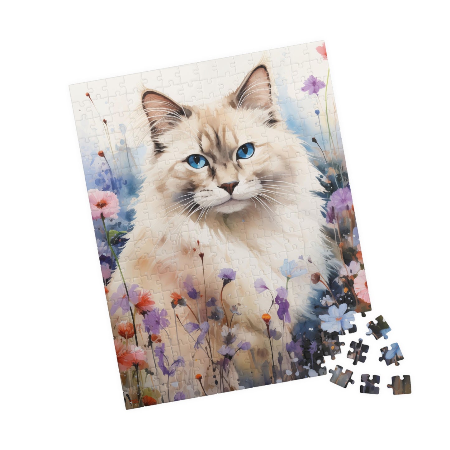 Ragdoll Cat in Wildflowers Puzzle — 110/252/520/1014‑Piece Jigsaw