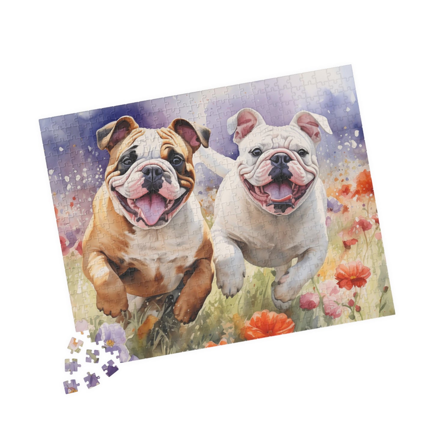 Wildflower Field Running Bulldogs Puzzle — 520/1014-Piece Jigsaw