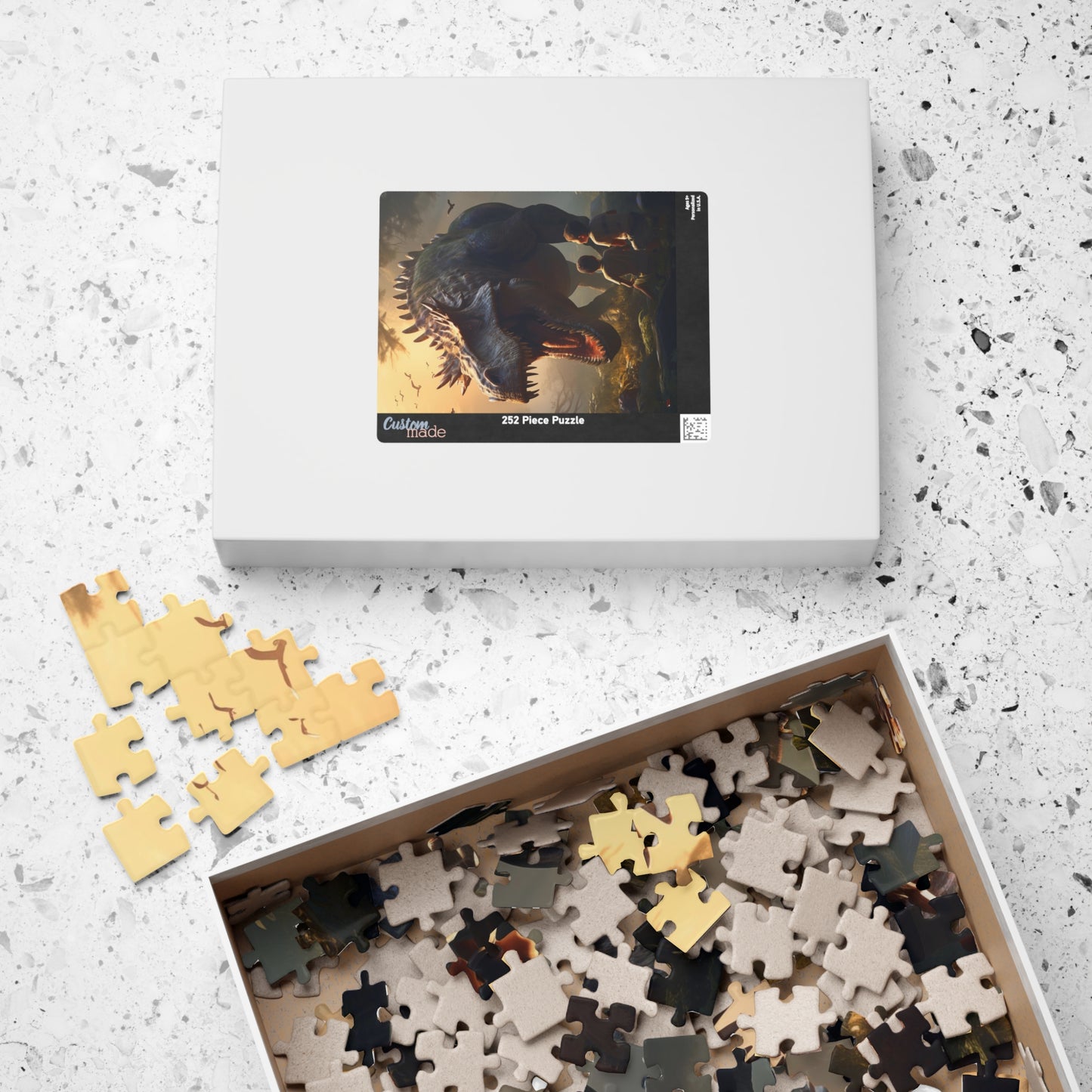 Boys and Dinosaur Play Puzzle (110, 252, 500, 1014-piece) Jigsaw Fun Indoor Challenge Kids Teens Youth Adults together family ideas games